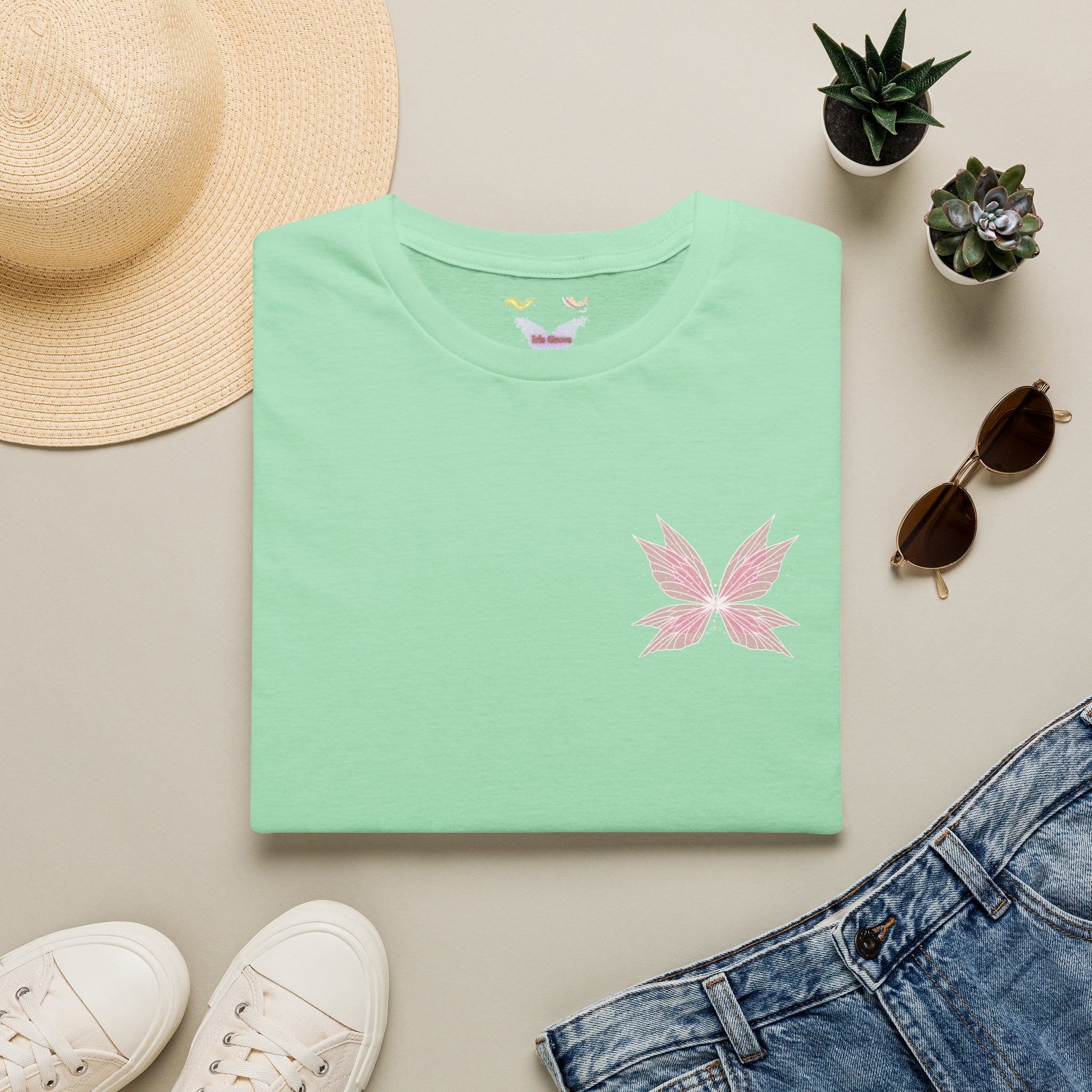 Pink Sakura Leaf Tee — Minimal Floral T-Shirt
