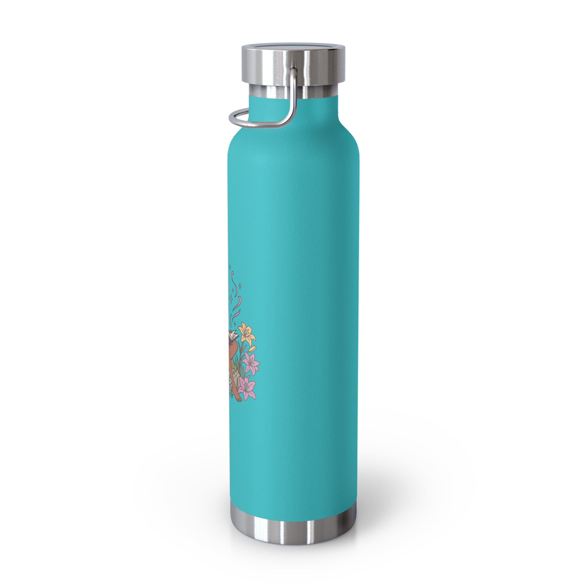 22oz Insulated Water Bottle — Floral Reading Fairy Design