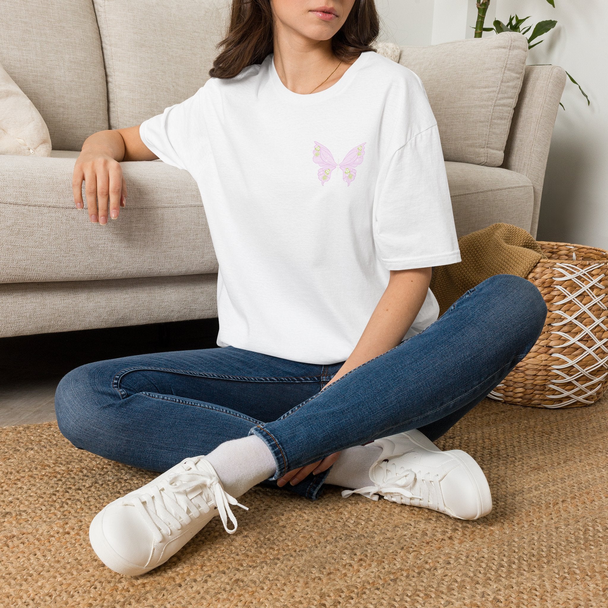 Pastel Butterfly Tee — Soft Pink Minimalist Butterfly T‑Shirt