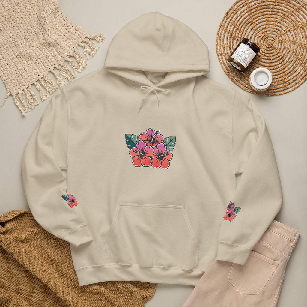 Hibiscus Floral Hoodie — Tropical Flower Graphic Sweatshirt