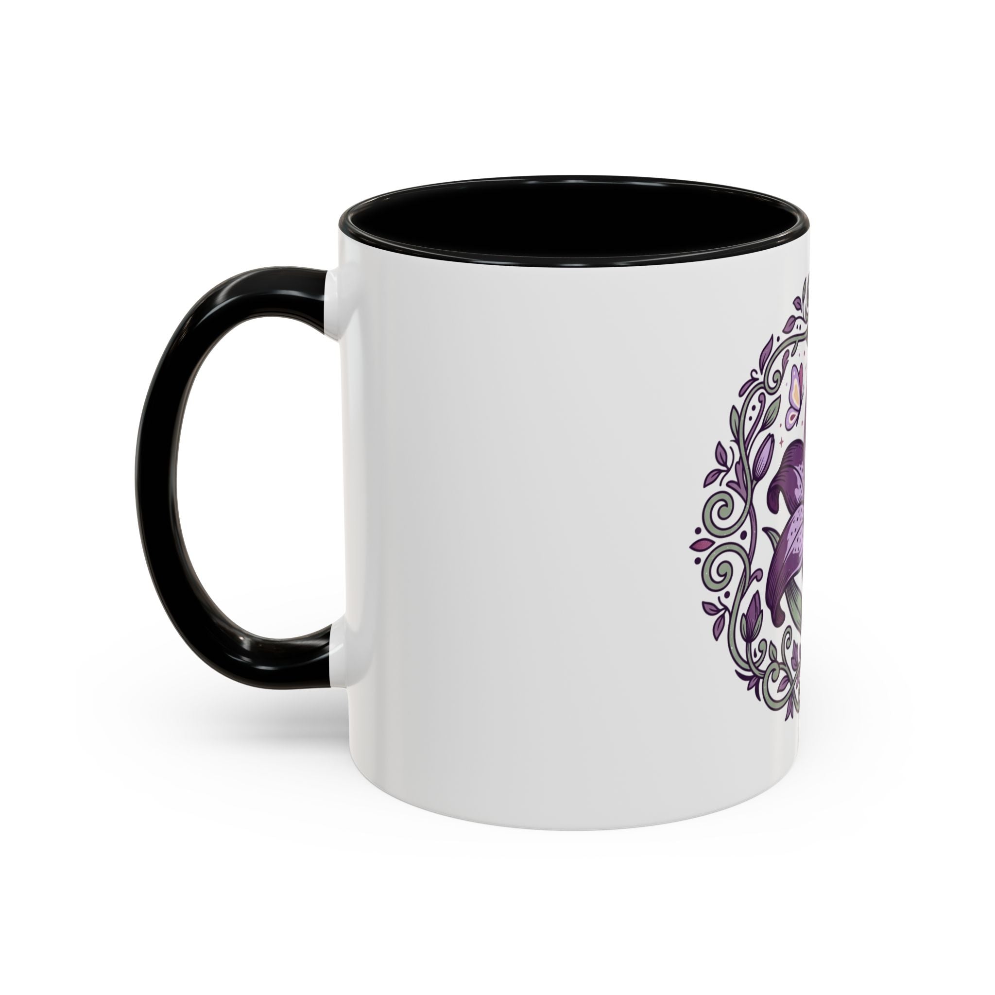Purple Lily Accent Coffee Mug — Floral Boho Tea & Coffee Cup (11/15oz)