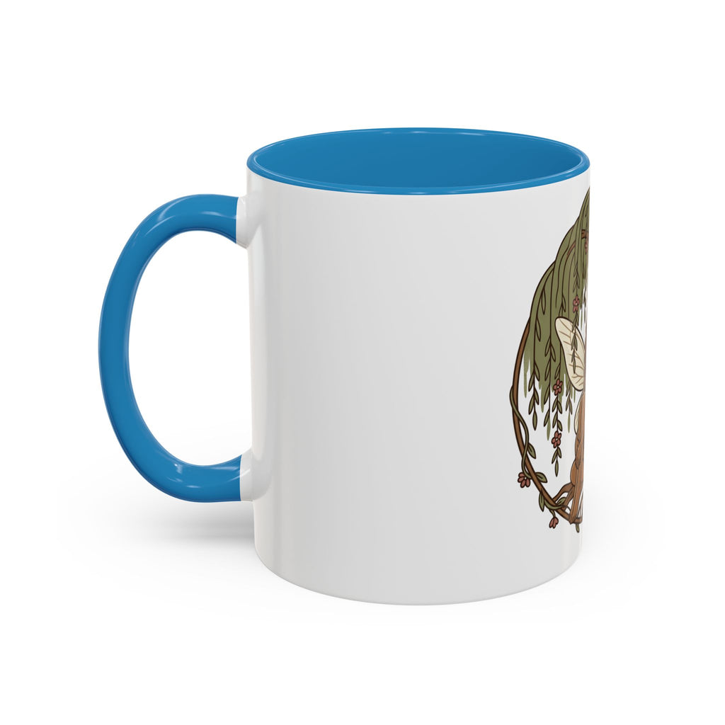 Fairy Willow Coffee Mug — Rustic Brown-Skinned Fairy Illustration (11/15oz)
