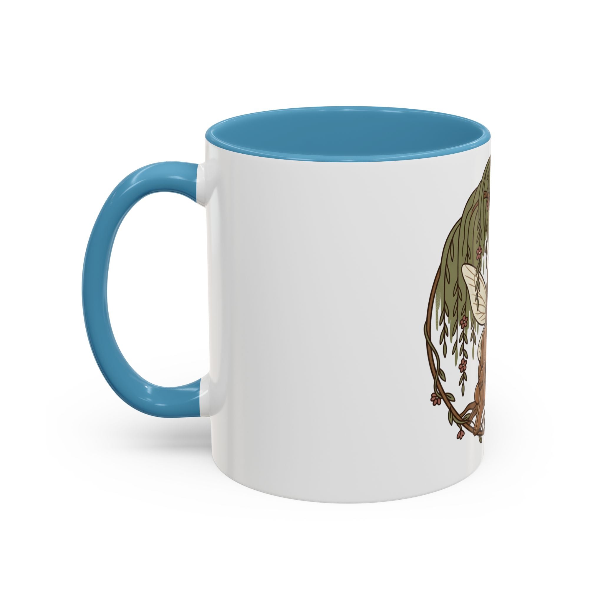 Fairy Willow Coffee Mug — Rustic Brown-Skinned Fairy Illustration (11/15oz)