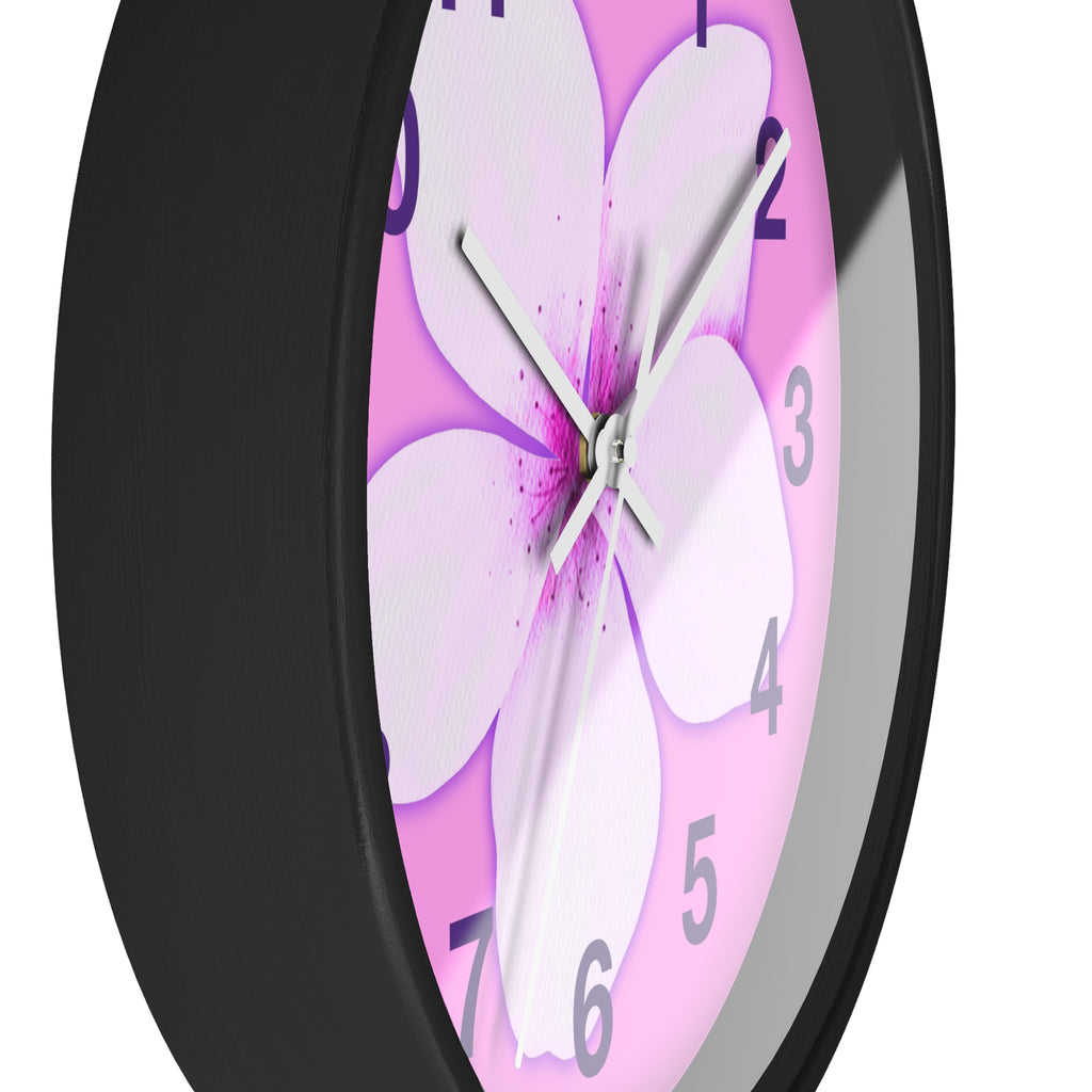 Pink Plumeria Wall Clock — Tropical Floral Decorative Clock