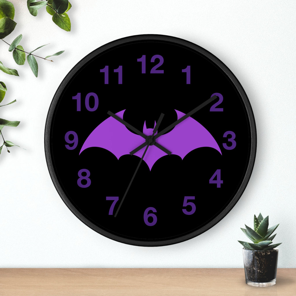 Purple Bat Wall Clock – Gothic Vampire Night Décor