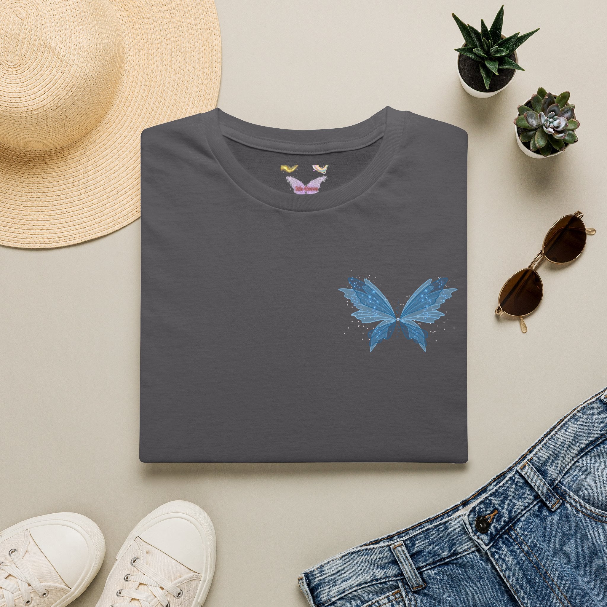 Blue Watercolor Butterfly T-Shirt