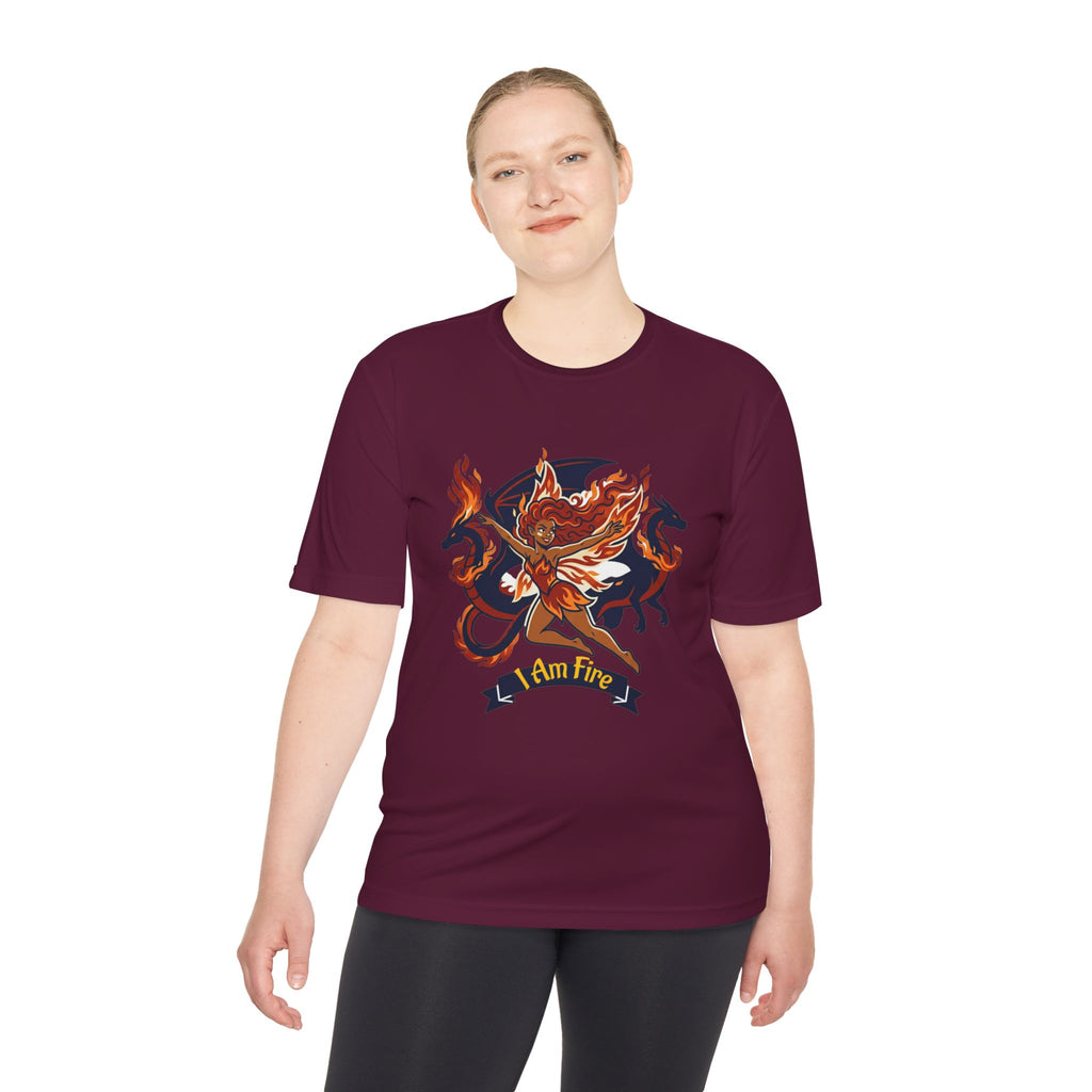 Phoenix Crest Performance Tee — 'I Am Fire' Athletic Shirt