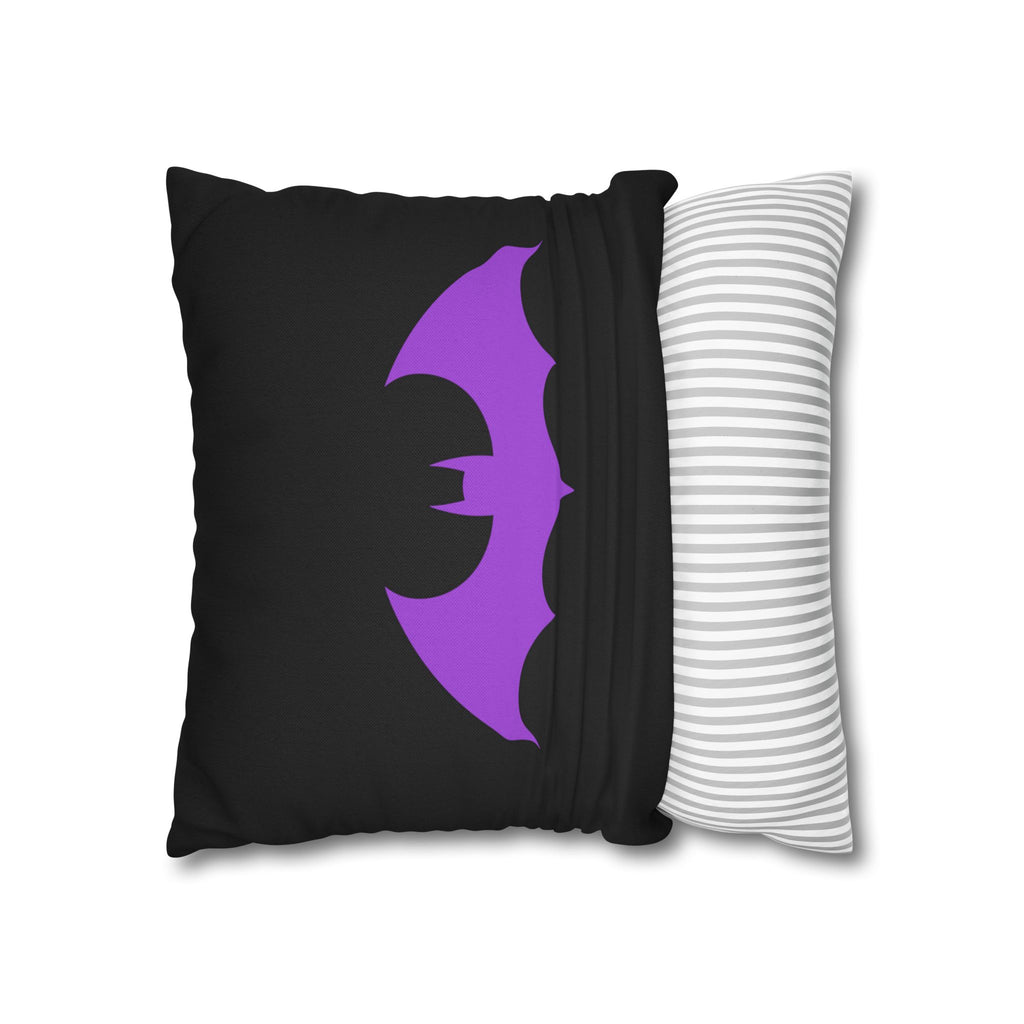 Purple Bat Silhouette Pillowcase — Gothic Decorative Throw Pillow Cover