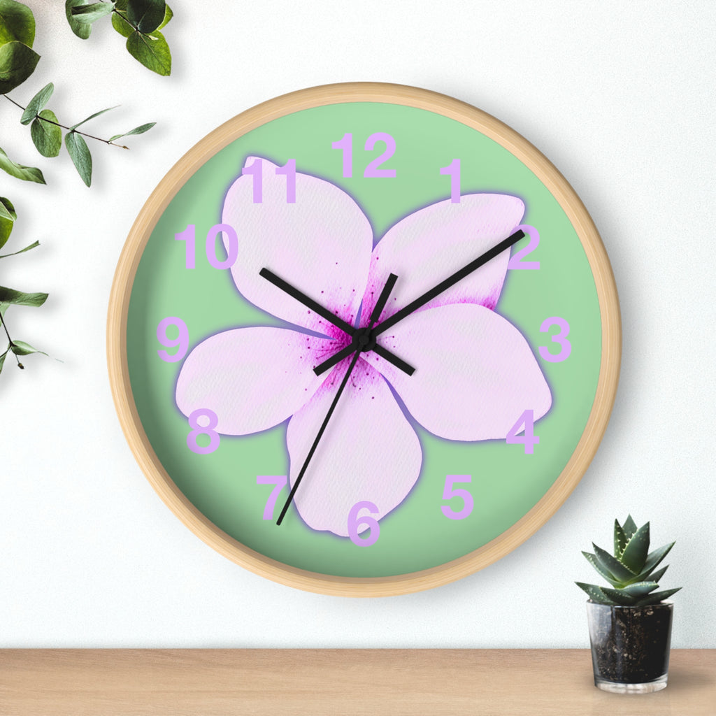 Pink Plumeria Wall Clock — Tropical Floral Decorative Clock