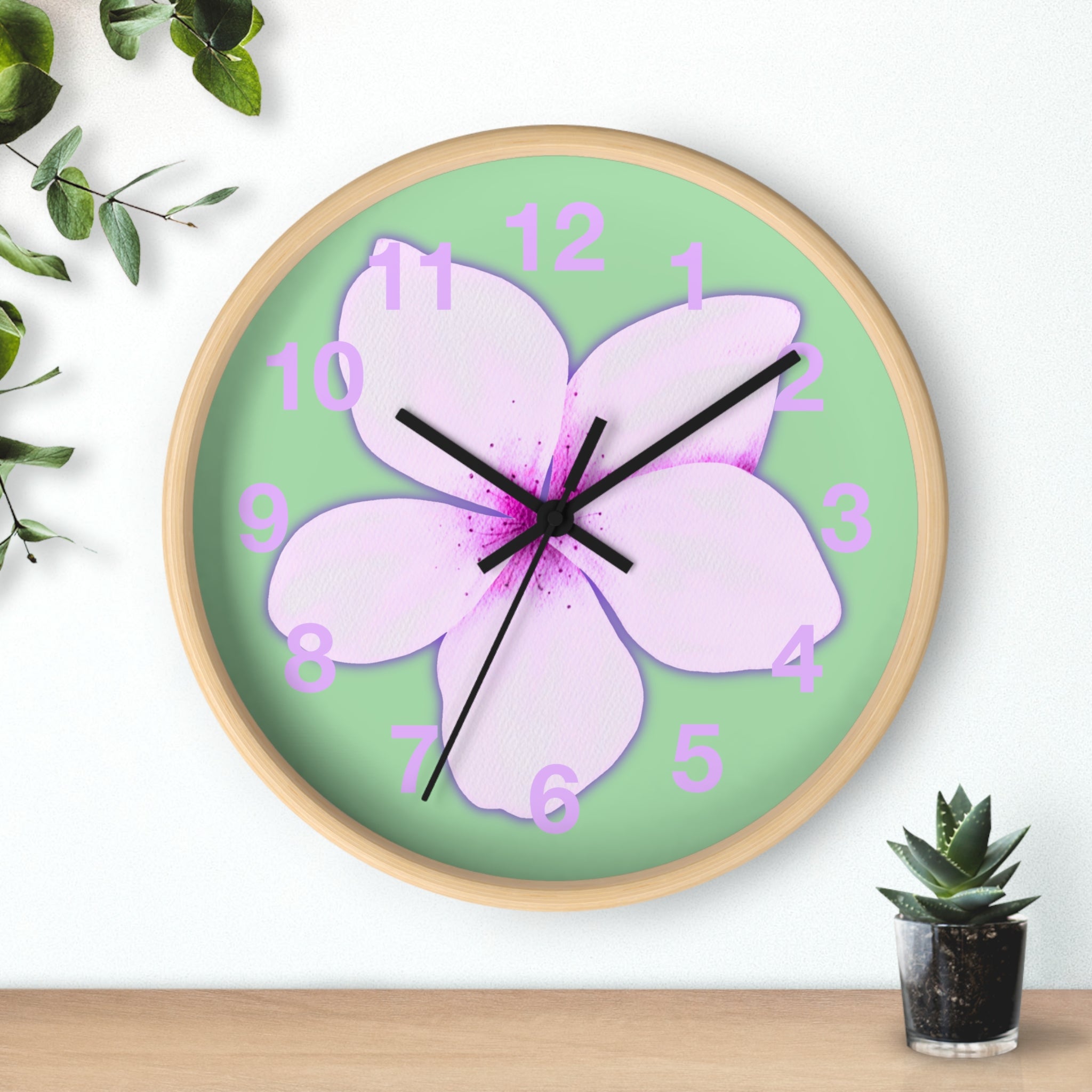 Pink Plumeria Wall Clock — Tropical Floral Decorative Clock