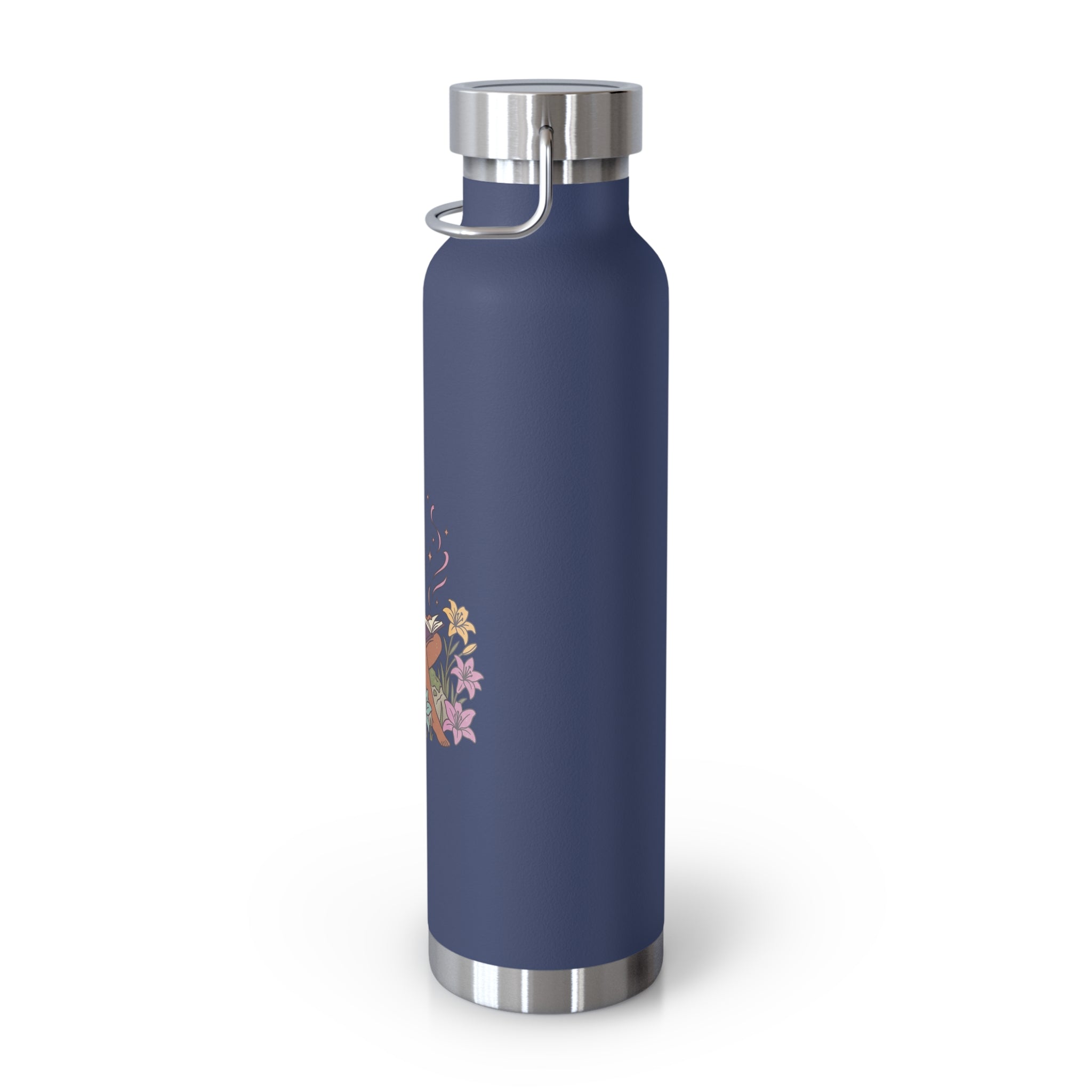 22oz Insulated Water Bottle — Floral Reading Fairy Design