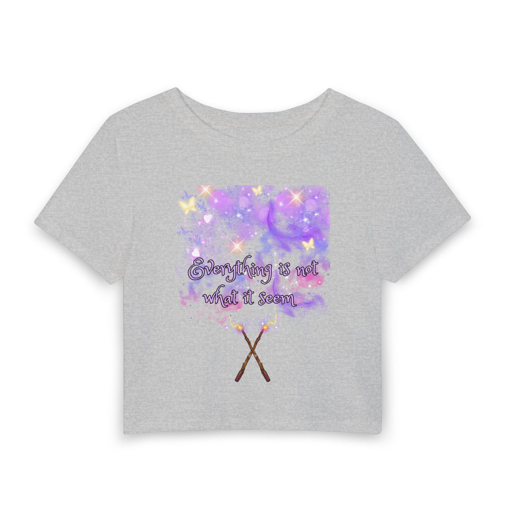 Mystical Pastel Dream Crop Tee — "Everything is not where it seems"