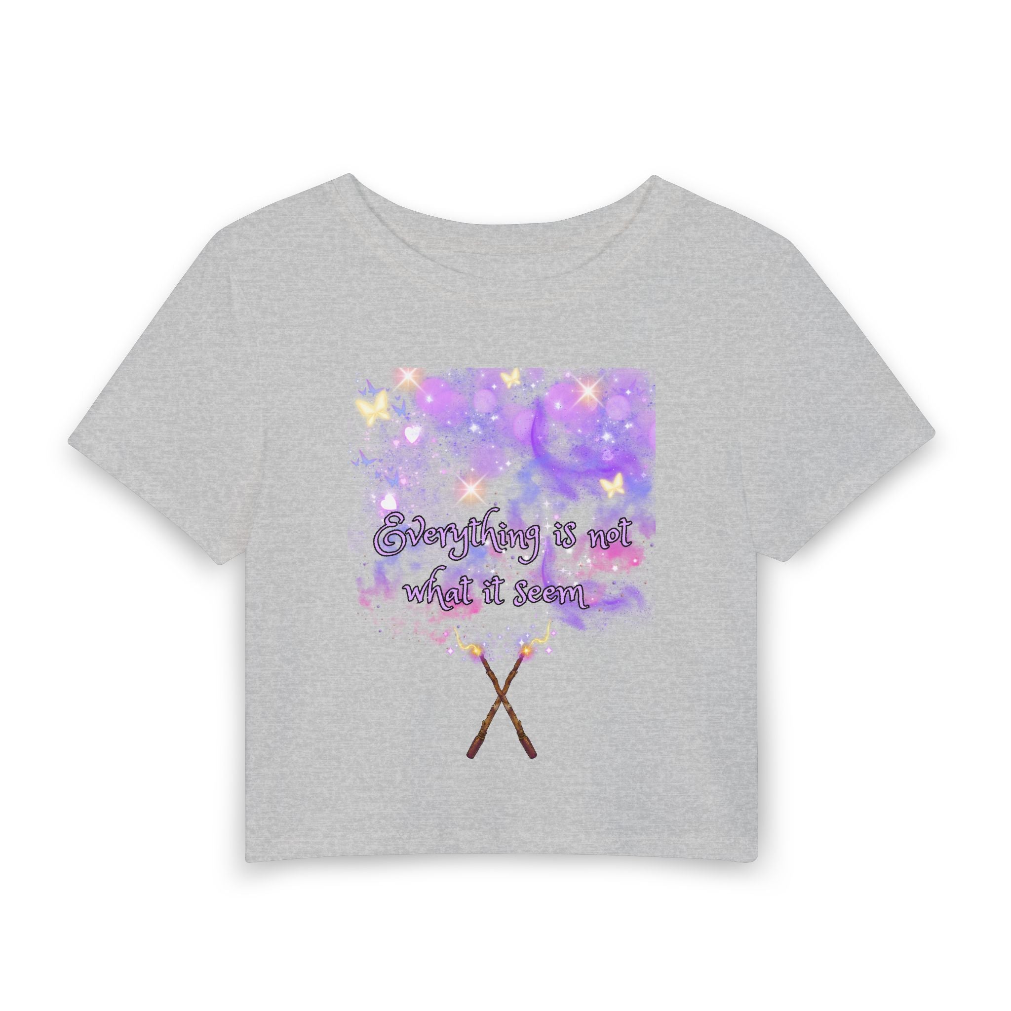 Mystical Pastel Dream Crop Tee — "Everything is not where it seems"