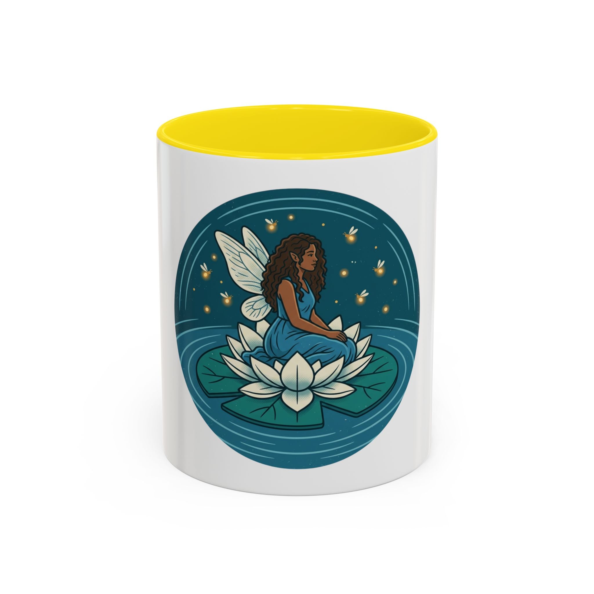 Lotus Fairy Coffee Mug — Whimsical Night Garden Accent Mug