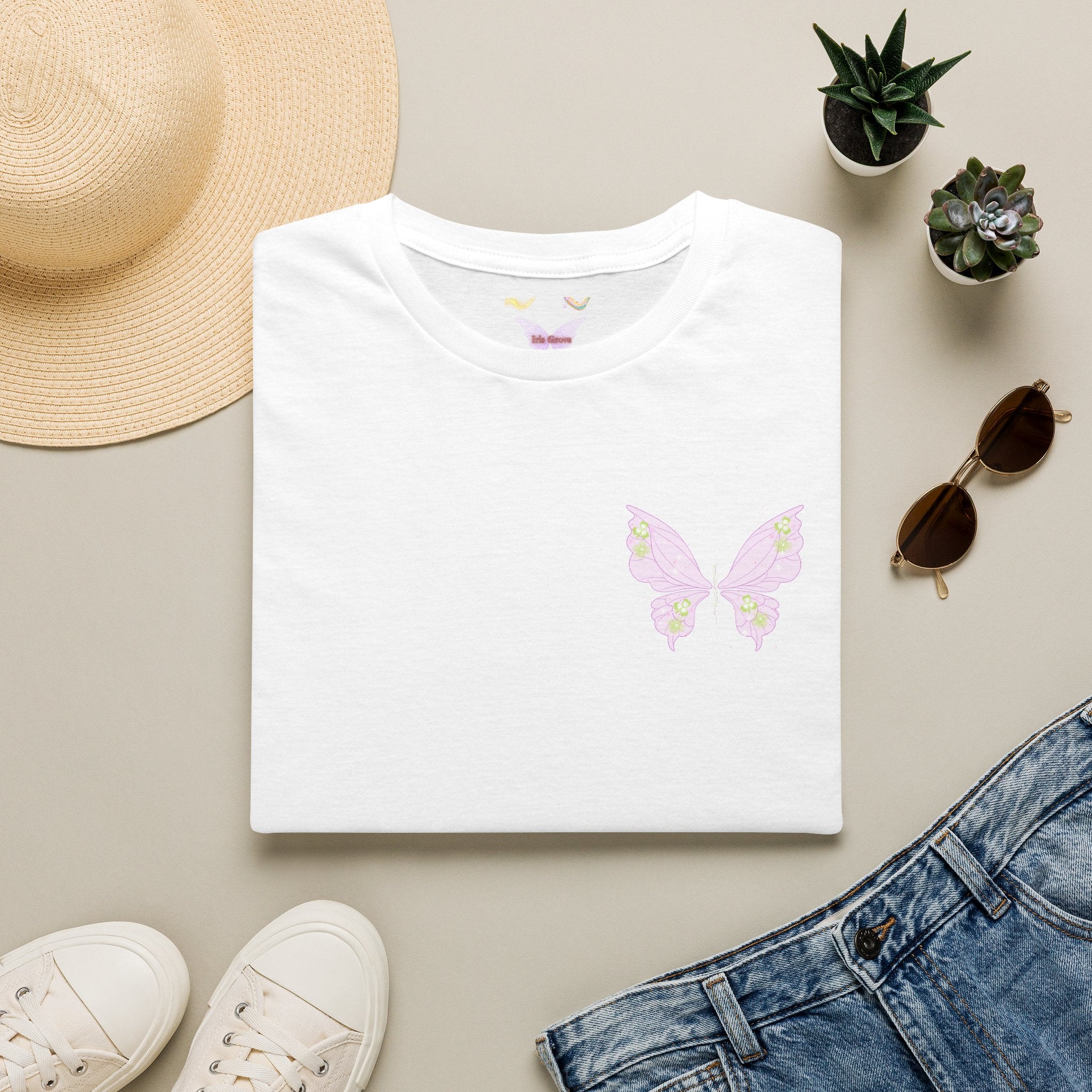 Pastel Butterfly Tee — Soft Pink Minimalist Butterfly T‑Shirt