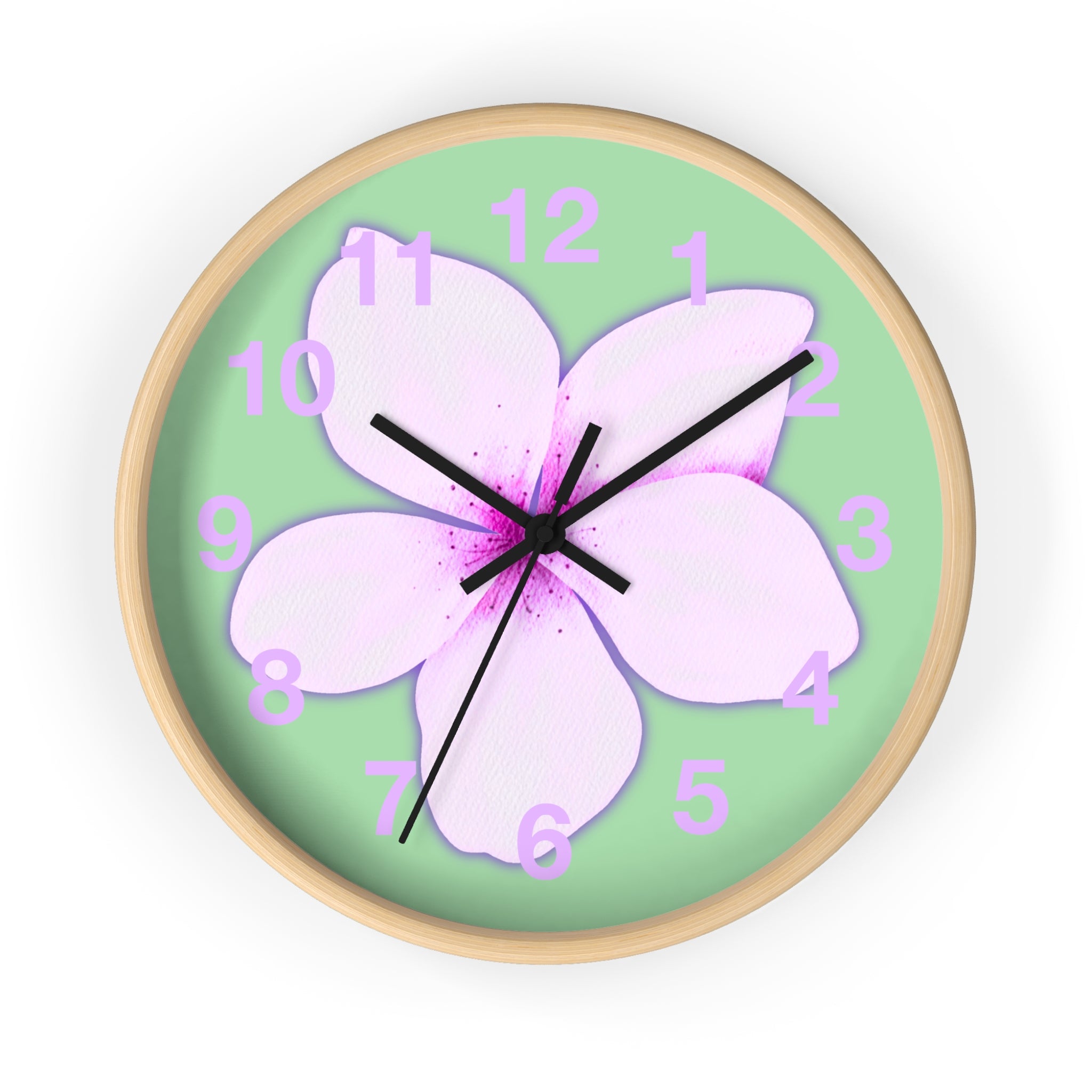 Pink Plumeria Wall Clock — Tropical Floral Decorative Clock