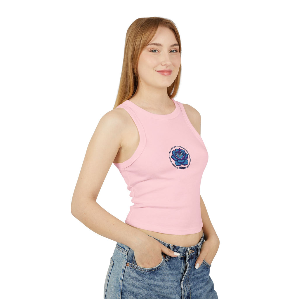 Smiley Earth Crop Tank Top — Tiny Blue Planet Graphic