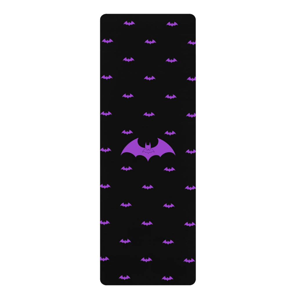Purple Bat Pattern Rubber Yoga Mat — Non-Slip Gothic Fitness Mat