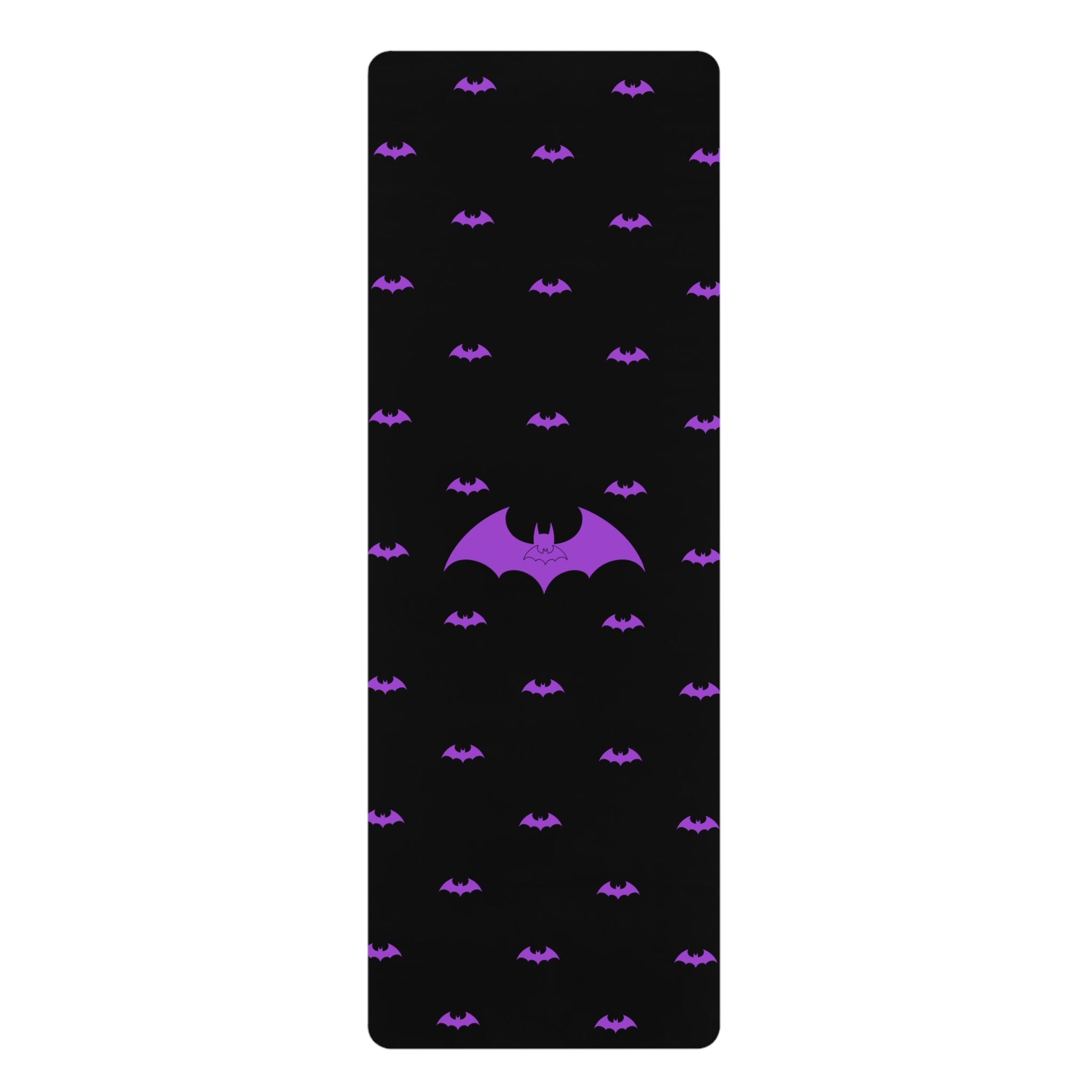 Purple Bat Pattern Rubber Yoga Mat — Non-Slip Gothic Fitness Mat