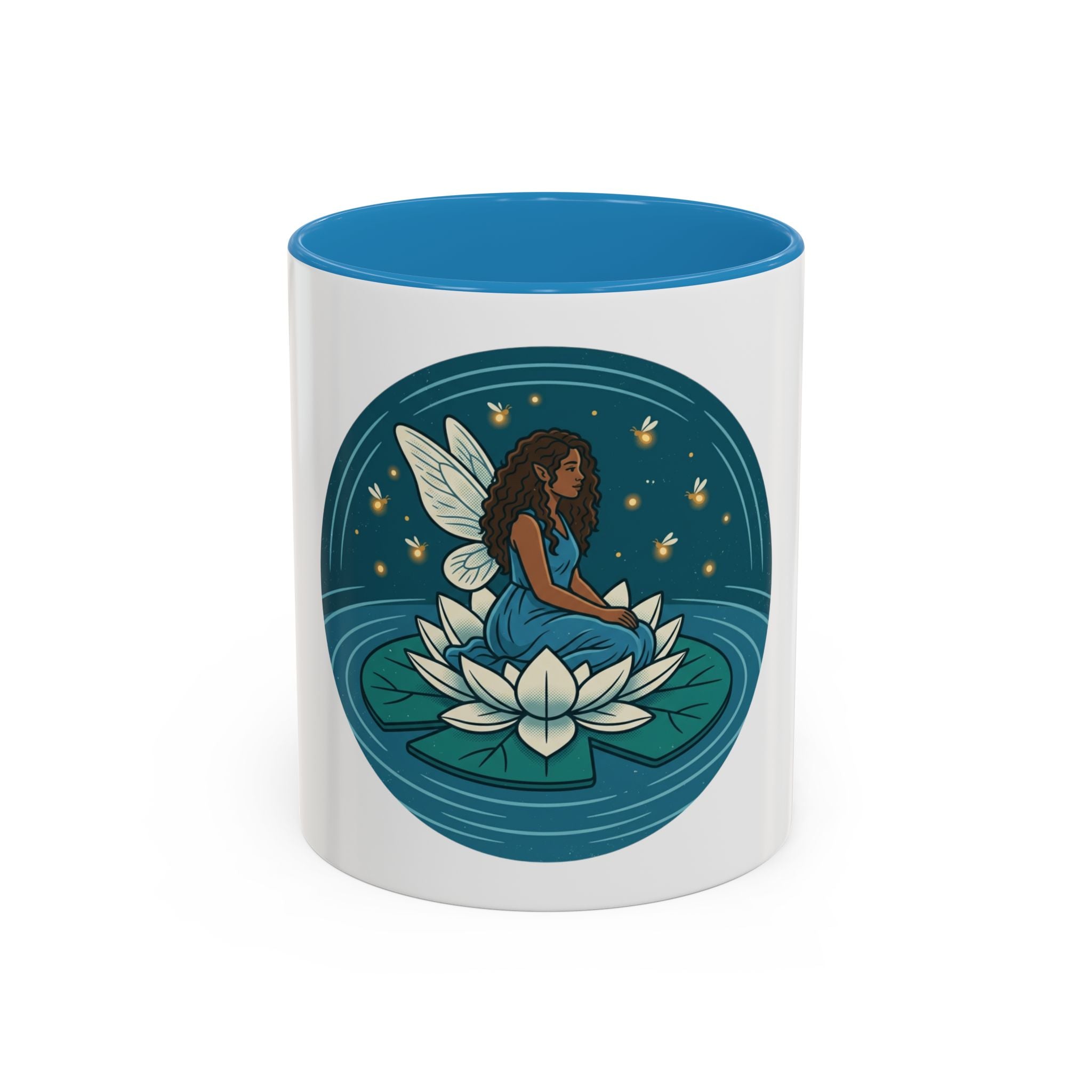 Lotus Fairy Coffee Mug — Whimsical Night Garden Accent Mug