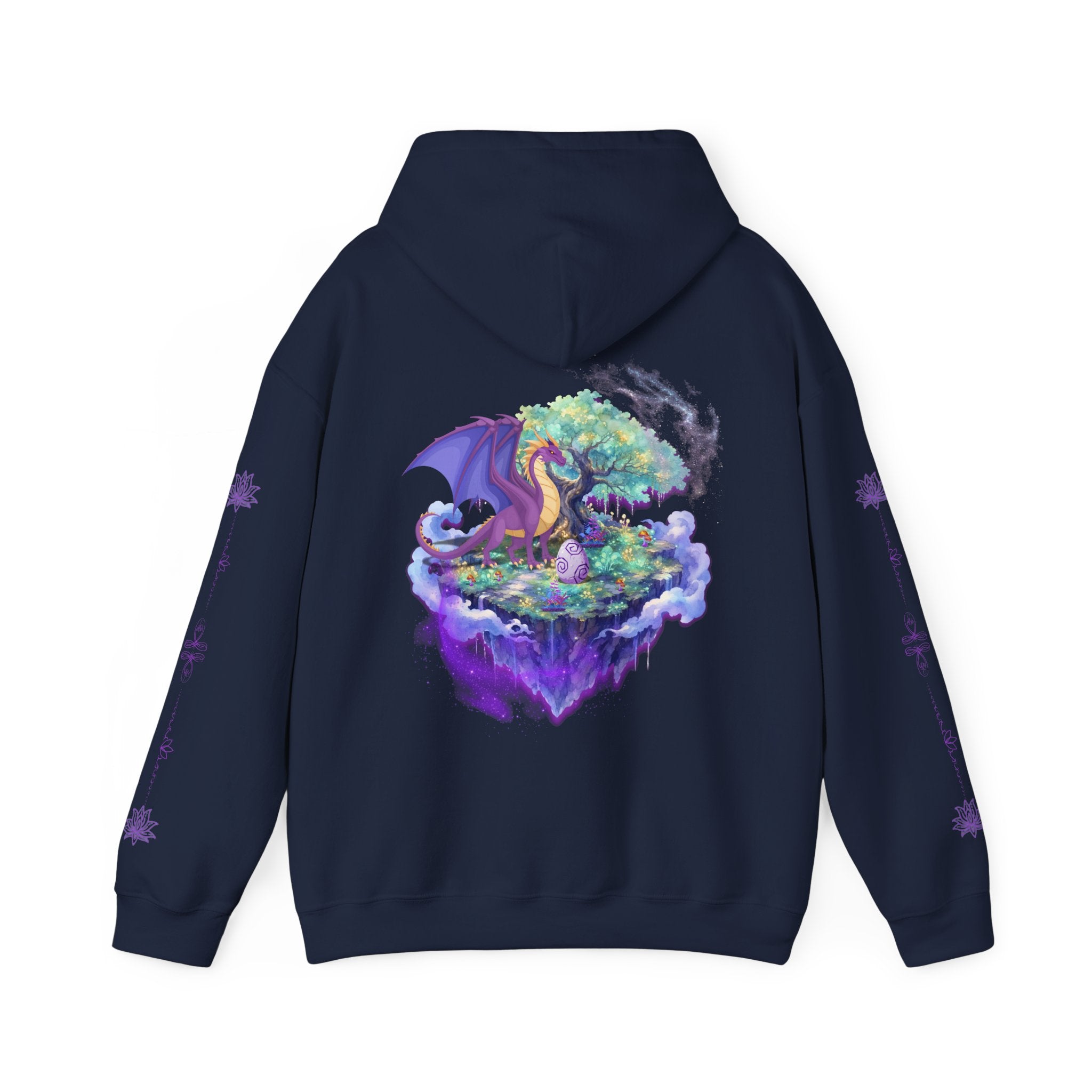 Dragon Isle Hoodie — Passion Script Fantasy Hoodie with Floating Island Art