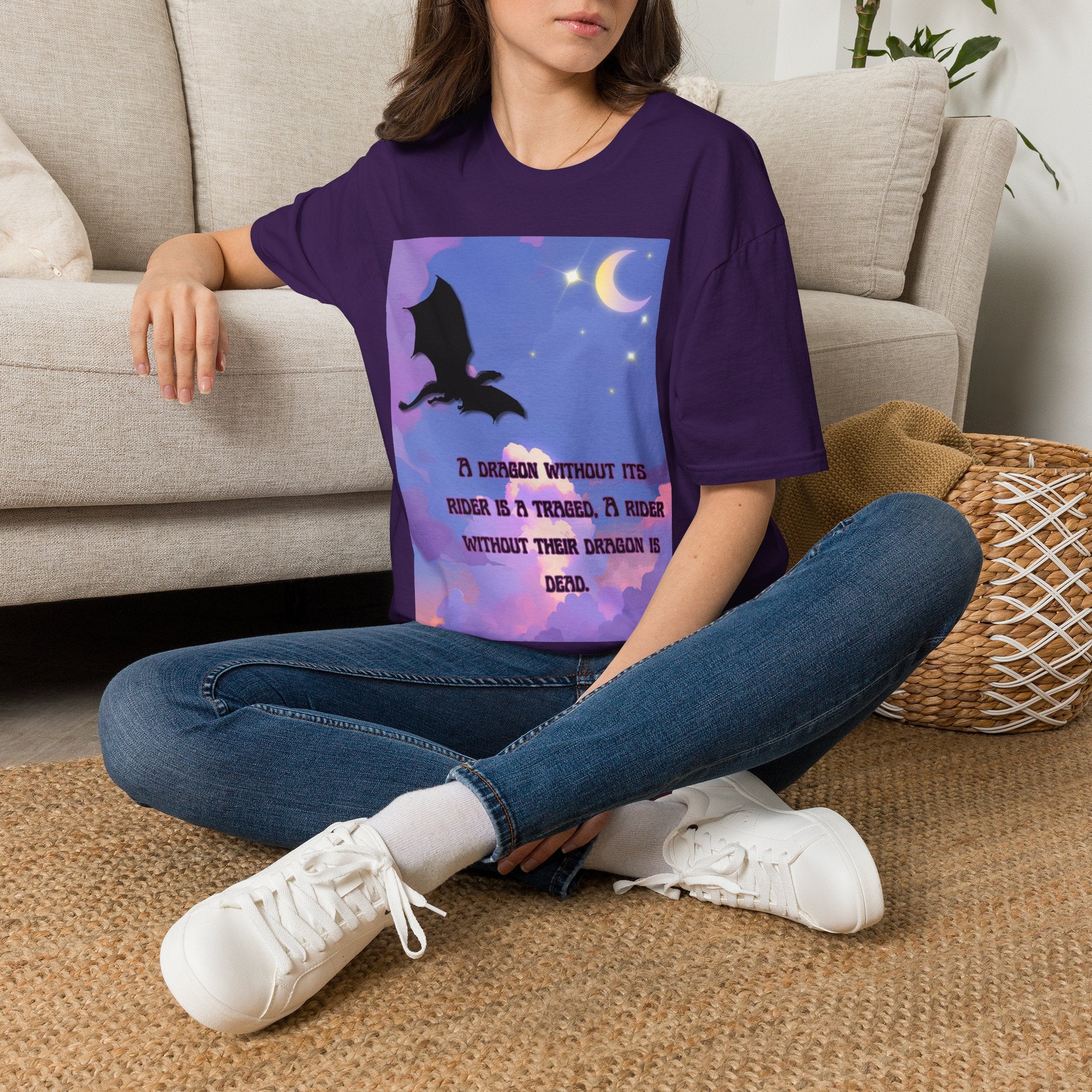 Dragon Silhouette T-Shirt — "A Dragon Without Its Wings..." Inspirational Night Sky Design