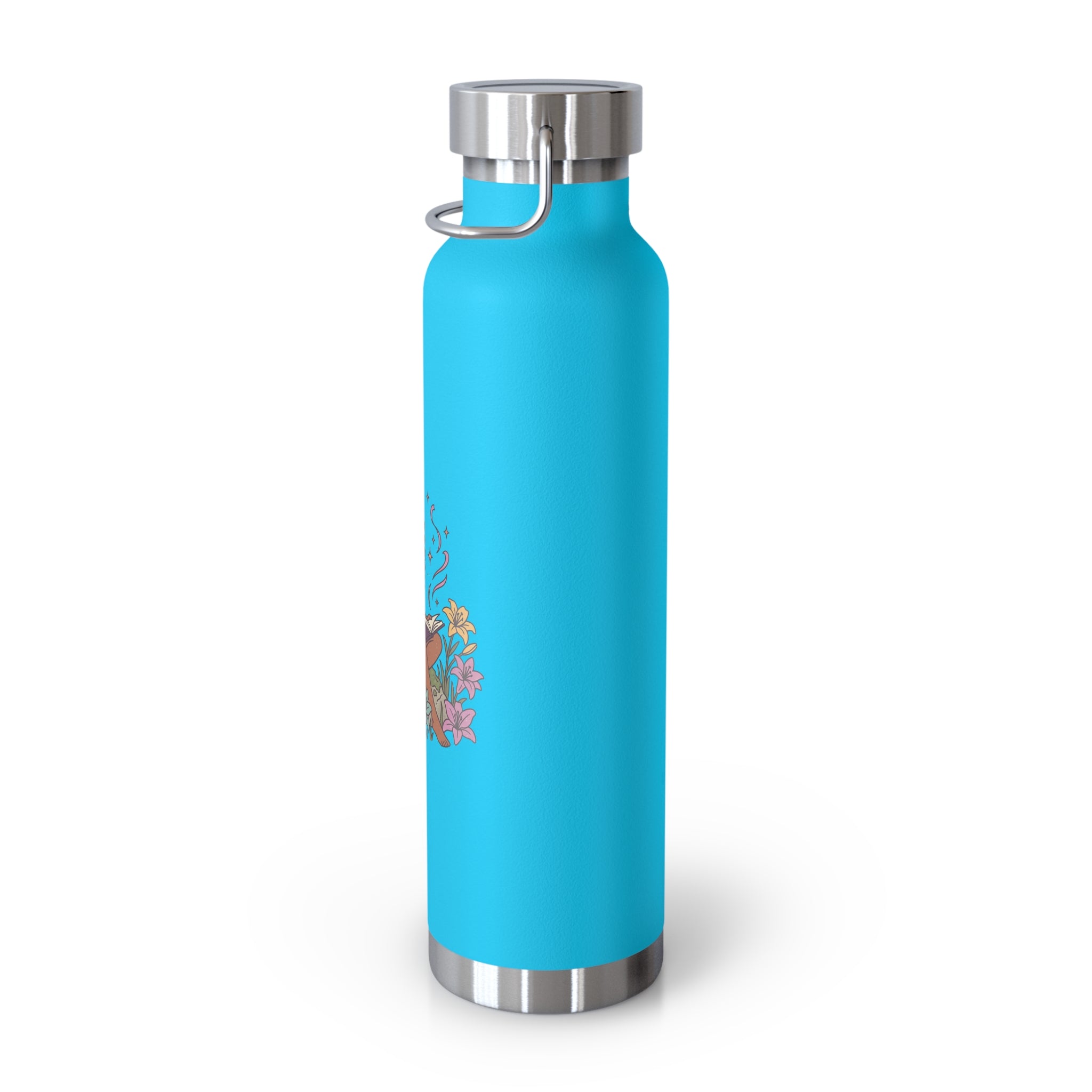 22oz Insulated Water Bottle — Floral Reading Fairy Design