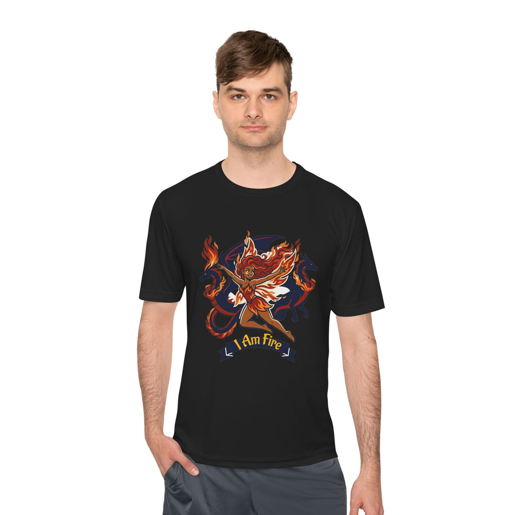 Phoenix Crest Performance Tee — 'I Am Fire' Athletic Shirt