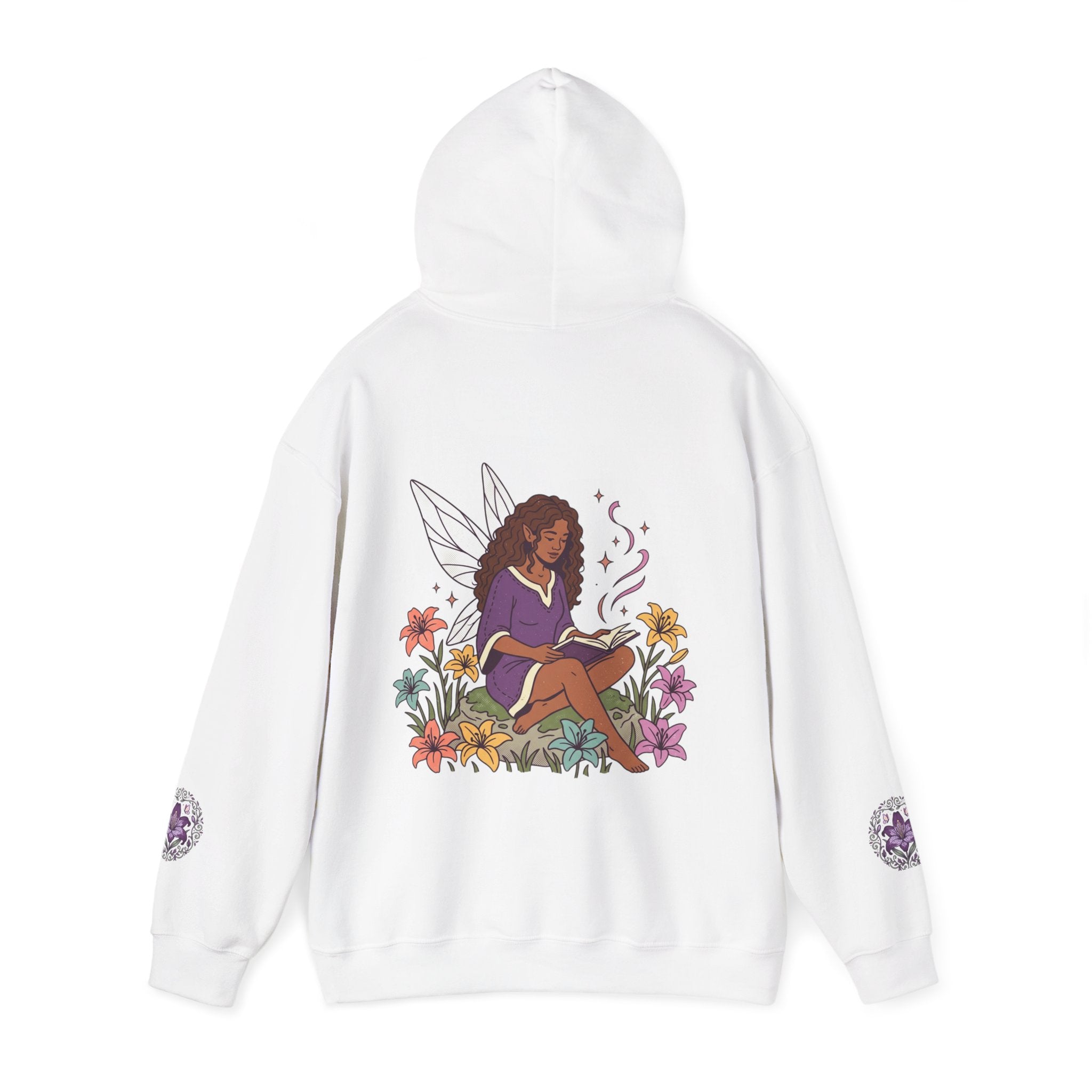 Fairy Reader Hoodie — Cozy Floral Booklover Pullover