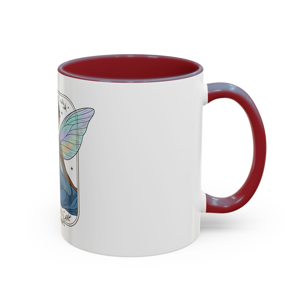 Fairy Embrace Accent Coffee Mug — Aurora Flora Black-Handled 11/15oz