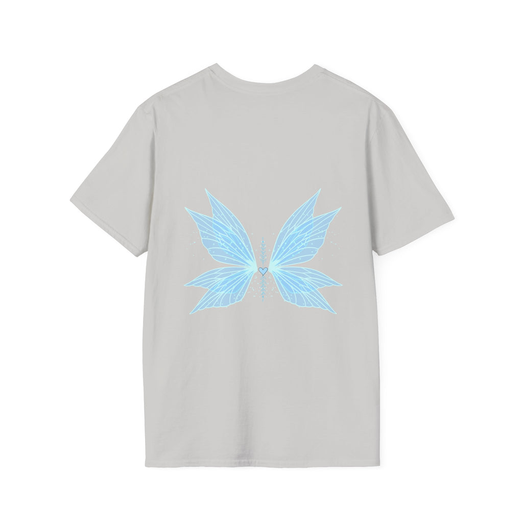 Blue Watercolor Butterfly Tee — Minimal Chest Graphic T-Shirt