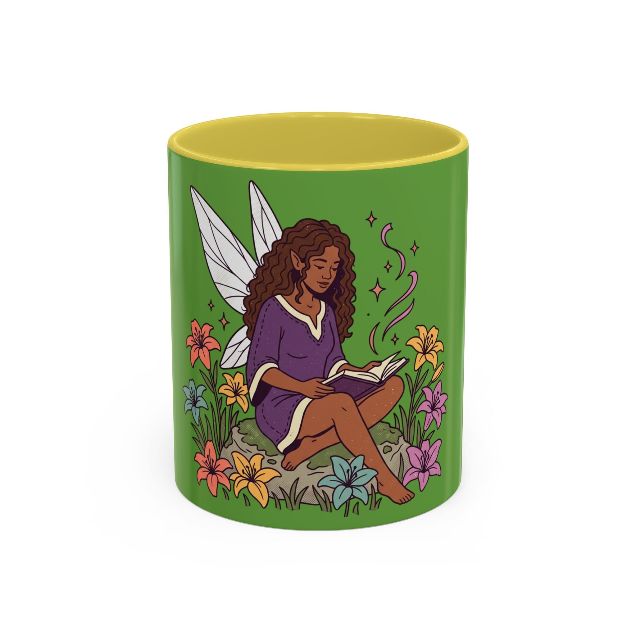 Fairy Reading Mug — Whimsical Floral Coffee Cup (11oz & 15oz)