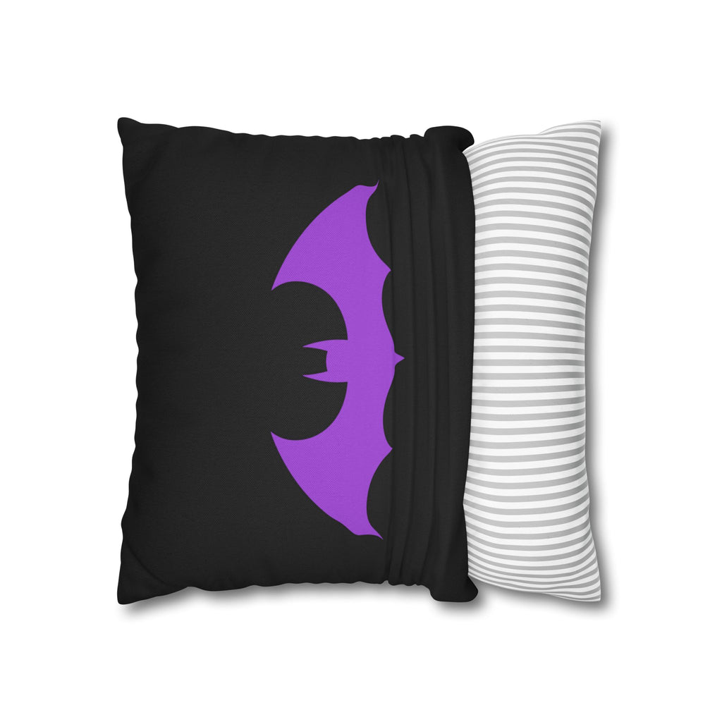 Purple Bat Silhouette Pillowcase — Gothic Decorative Throw Pillow Cover