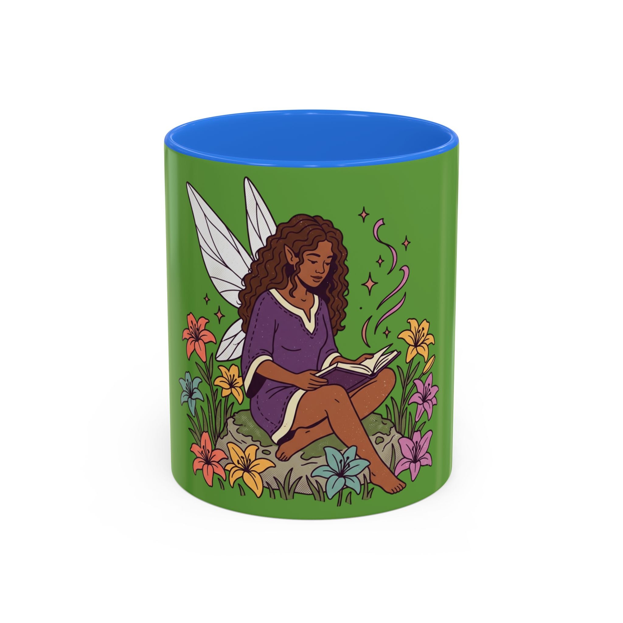 Fairy Reading Mug — Whimsical Floral Coffee Cup (11oz & 15oz)