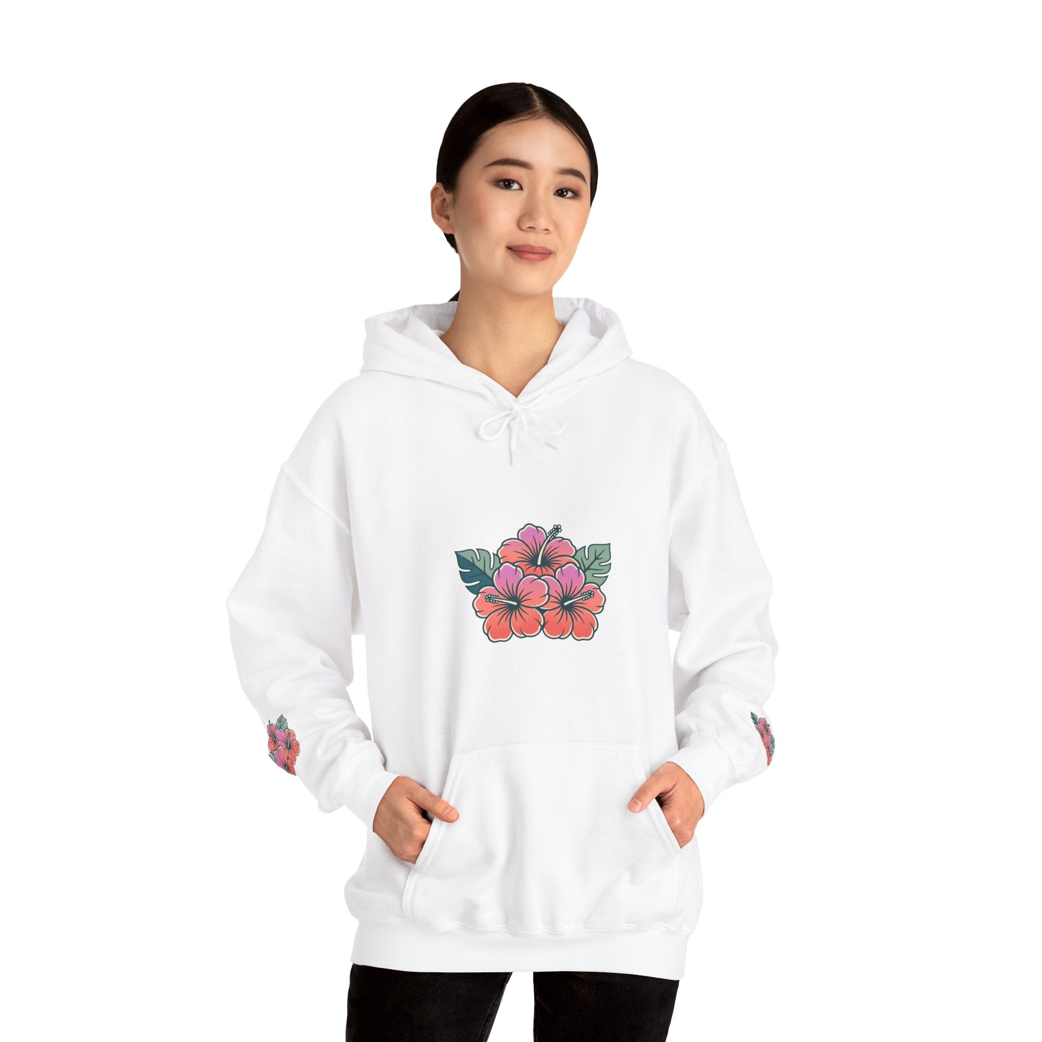 Hibiscus Floral Hoodie — Tropical Flower Graphic Sweatshirt