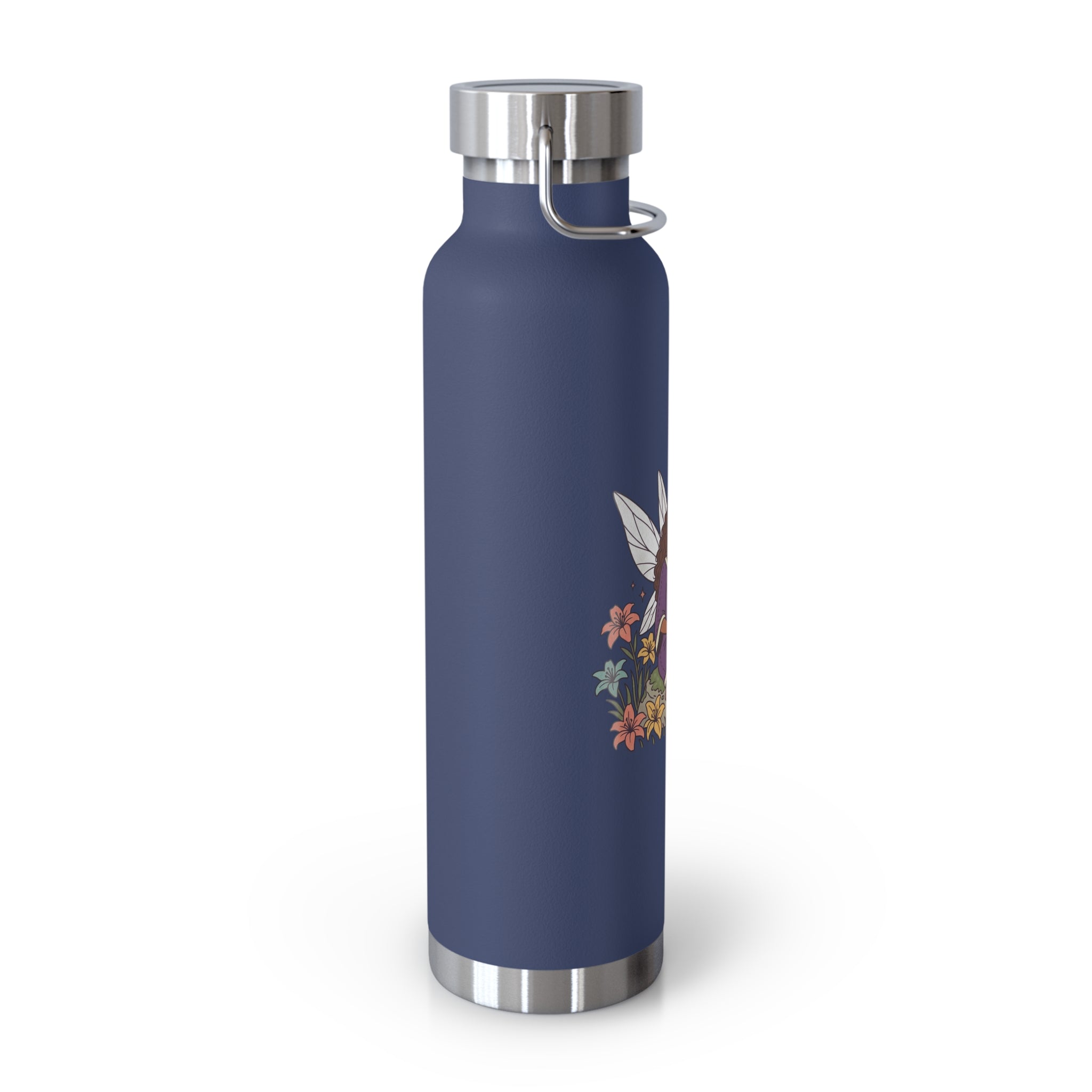 22oz Insulated Water Bottle — Floral Reading Fairy Design