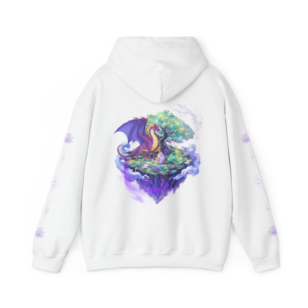 Dragon Isle Hoodie — Passion Script Fantasy Hoodie with Floating Island Art