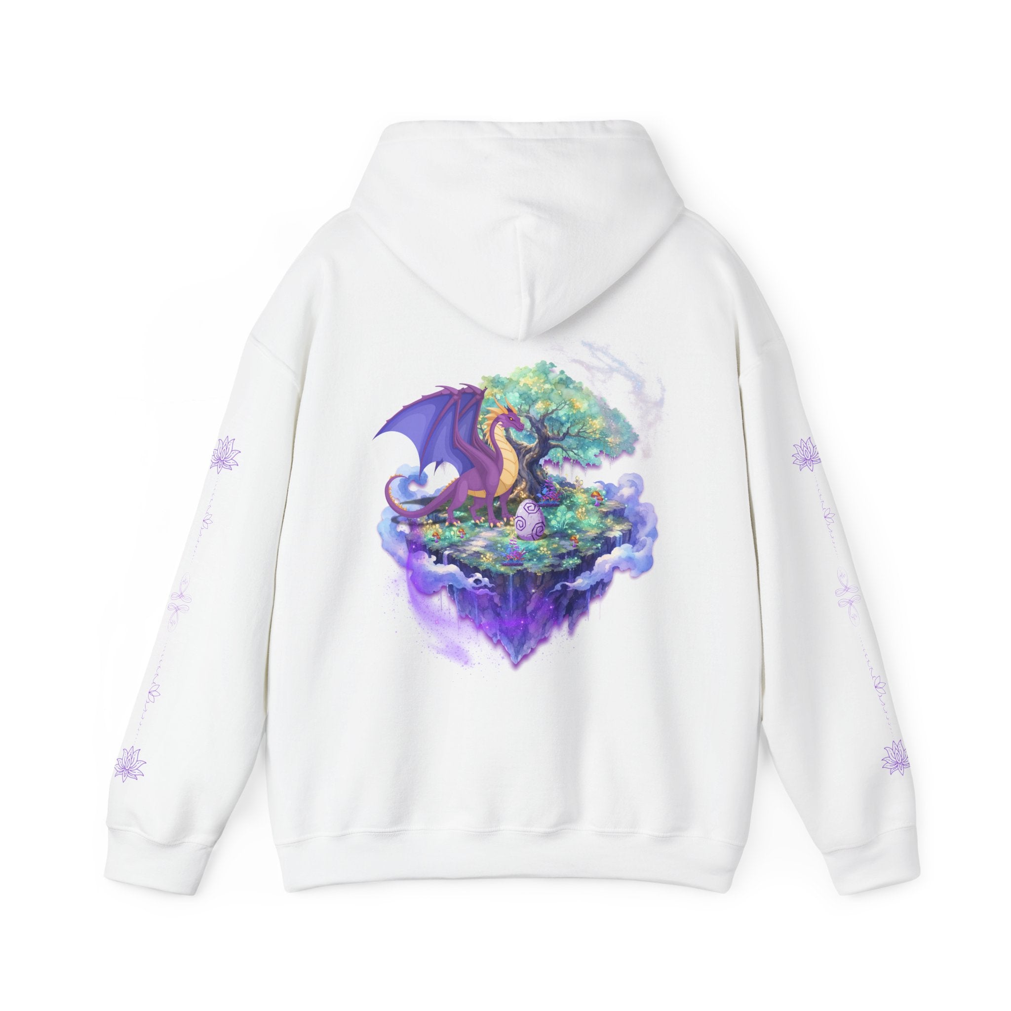Dragon Isle Hoodie — Passion Script Fantasy Hoodie with Floating Island Art