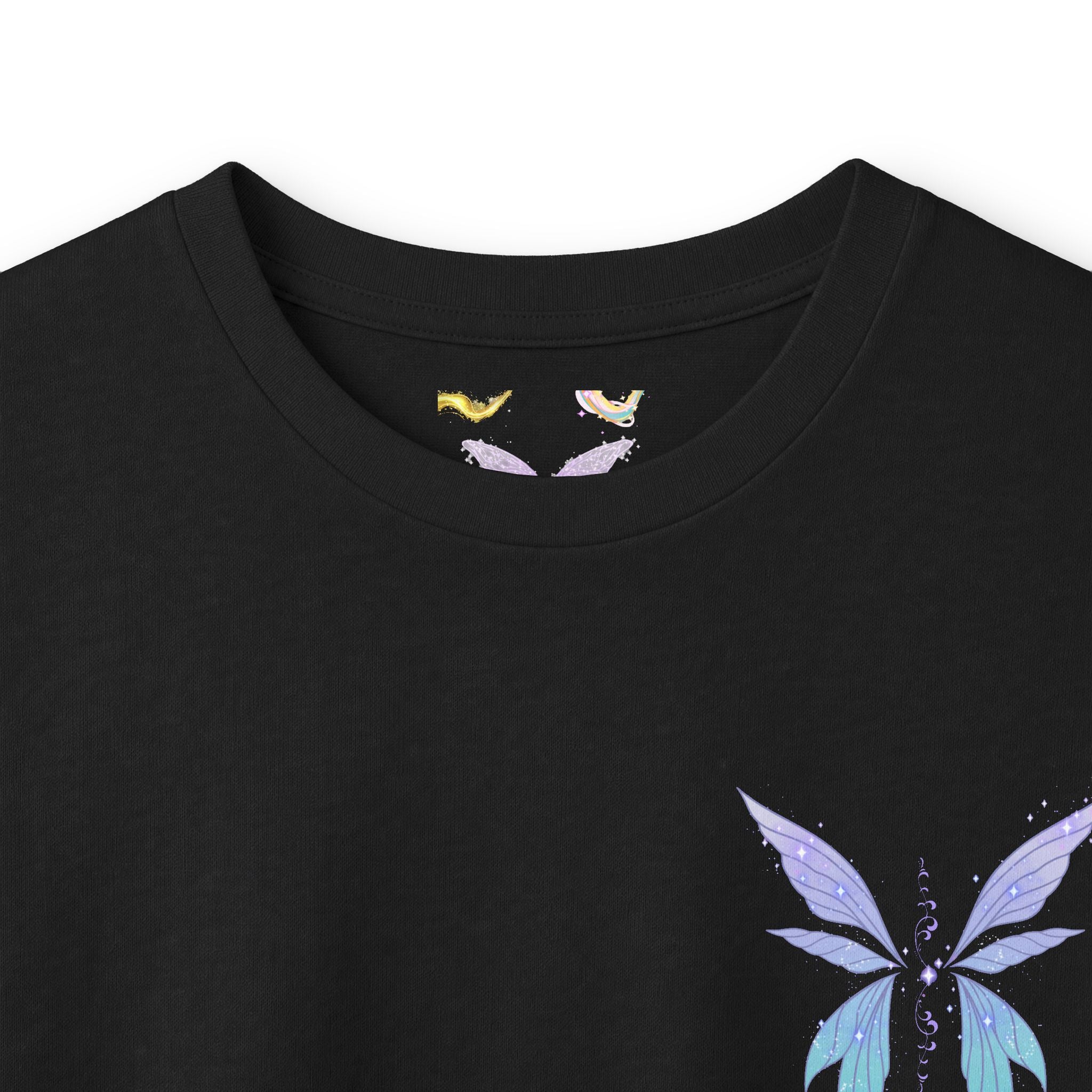 Butterfly Wings Long Sleeve Tee — Pastel Blue & Lavender Chest and Back Print