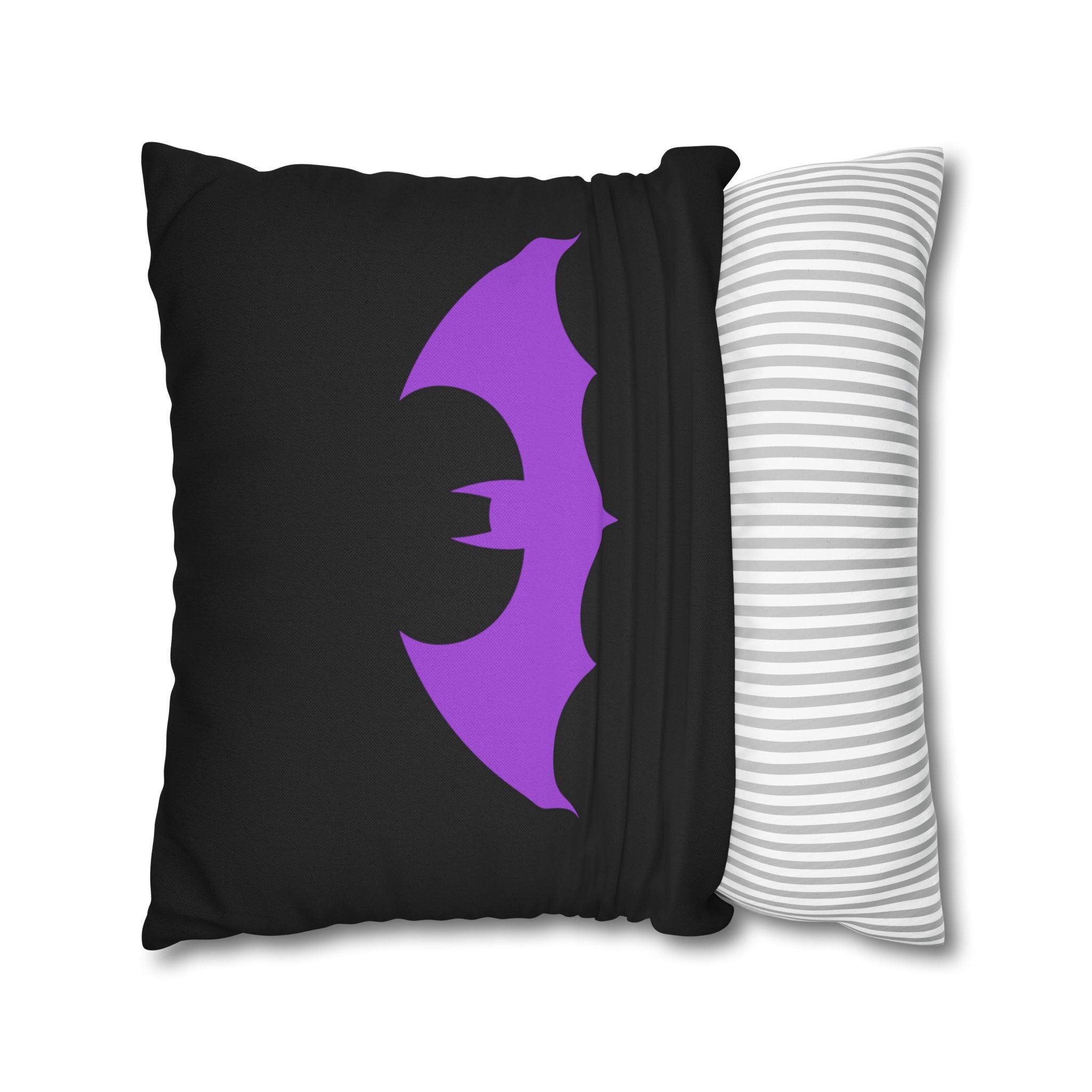 Purple Bat Silhouette Pillowcase — Gothic Decorative Throw Pillow Cover