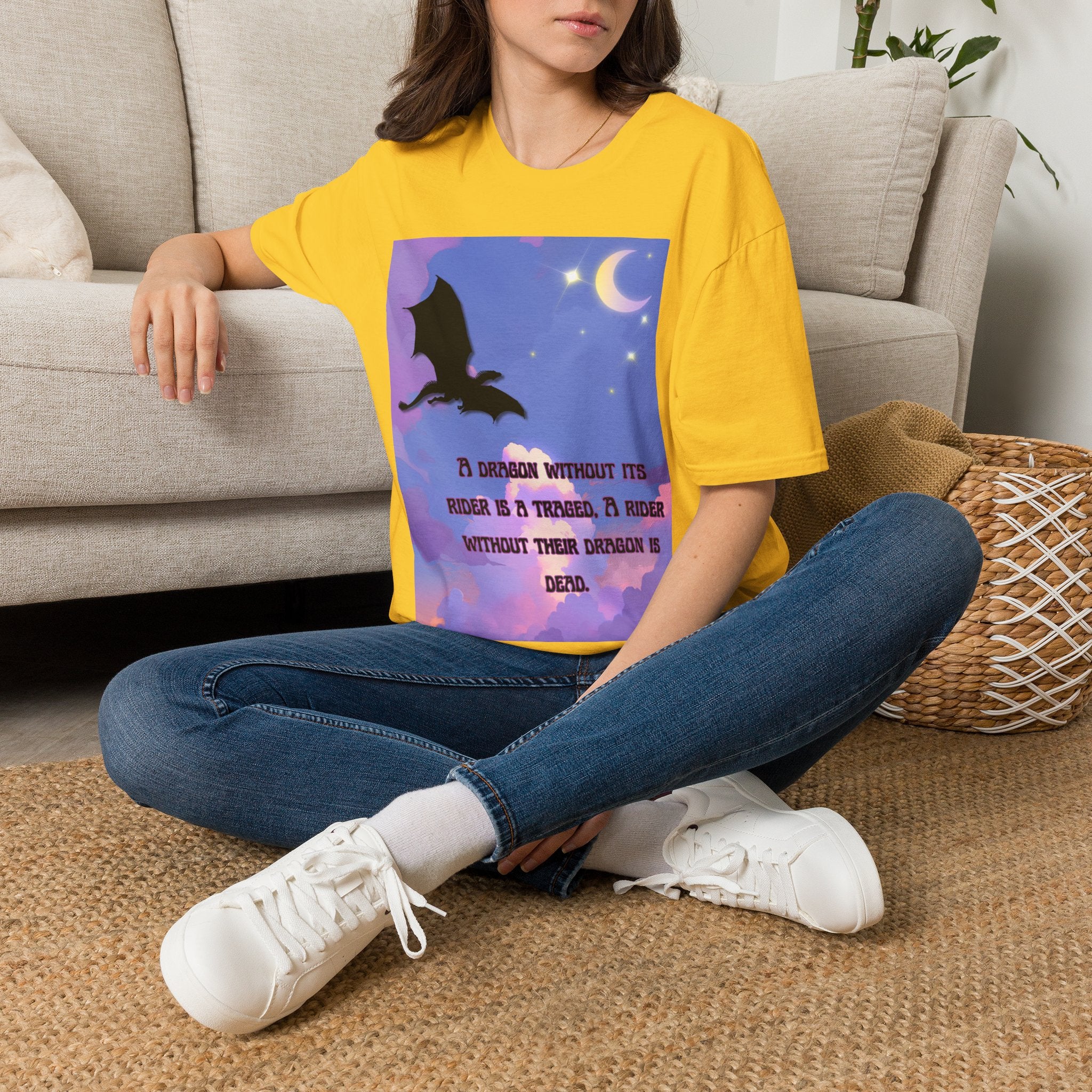 Dragon Silhouette T-Shirt — "A Dragon Without Its Wings..." Inspirational Night Sky Design