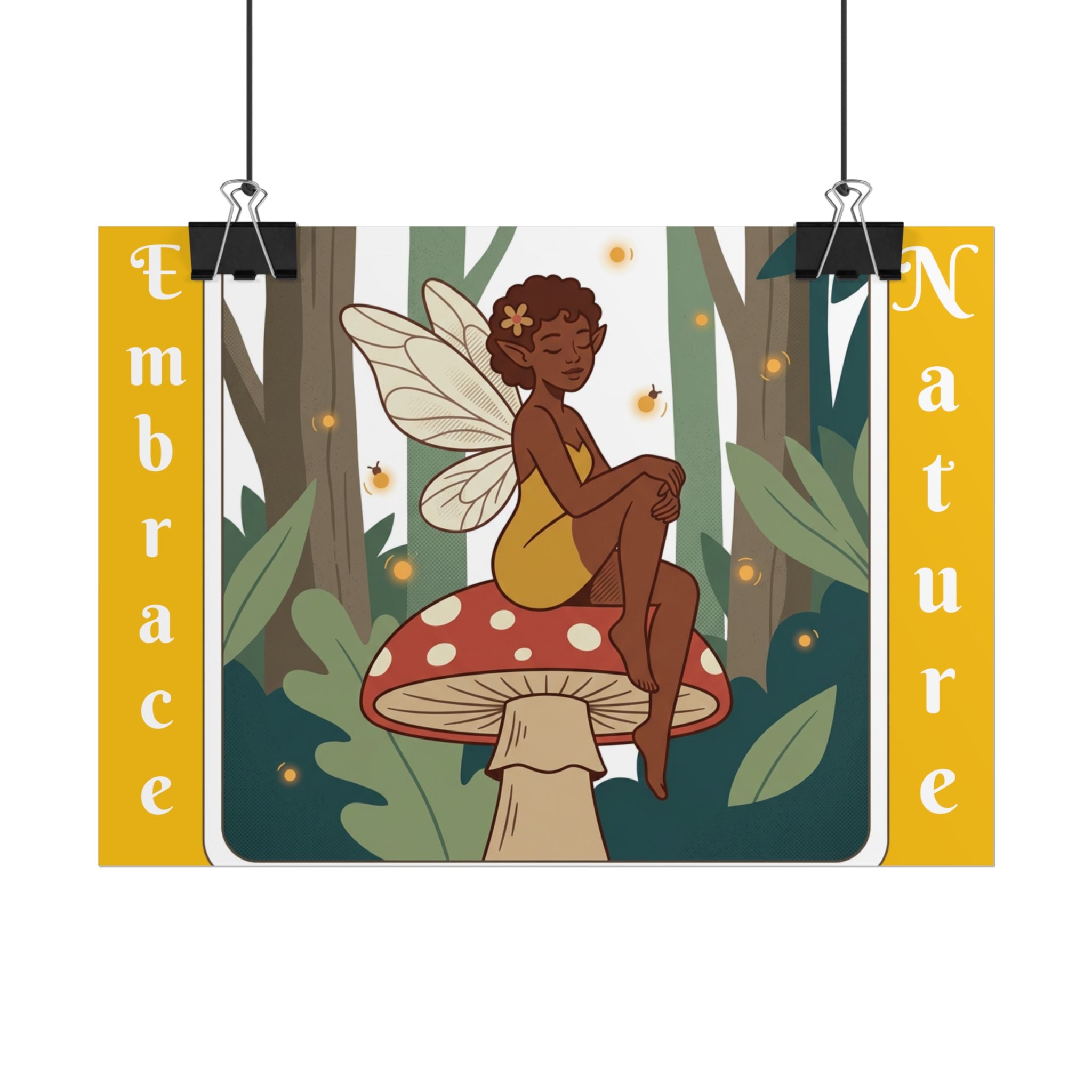 Fairy Mushroom Art Poster — "Embrace Nature" Rolled Wall Print