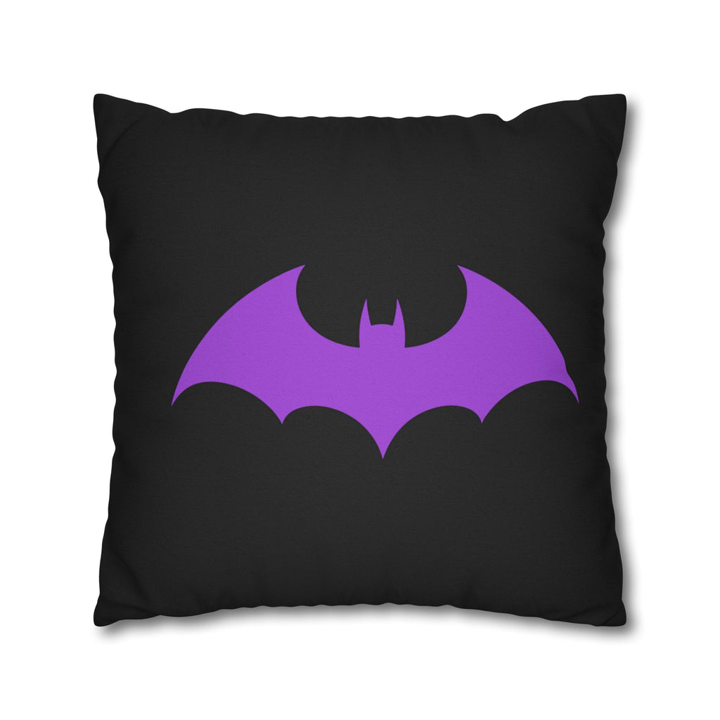 Purple Bat Silhouette Pillowcase — Gothic Decorative Throw Pillow Cover