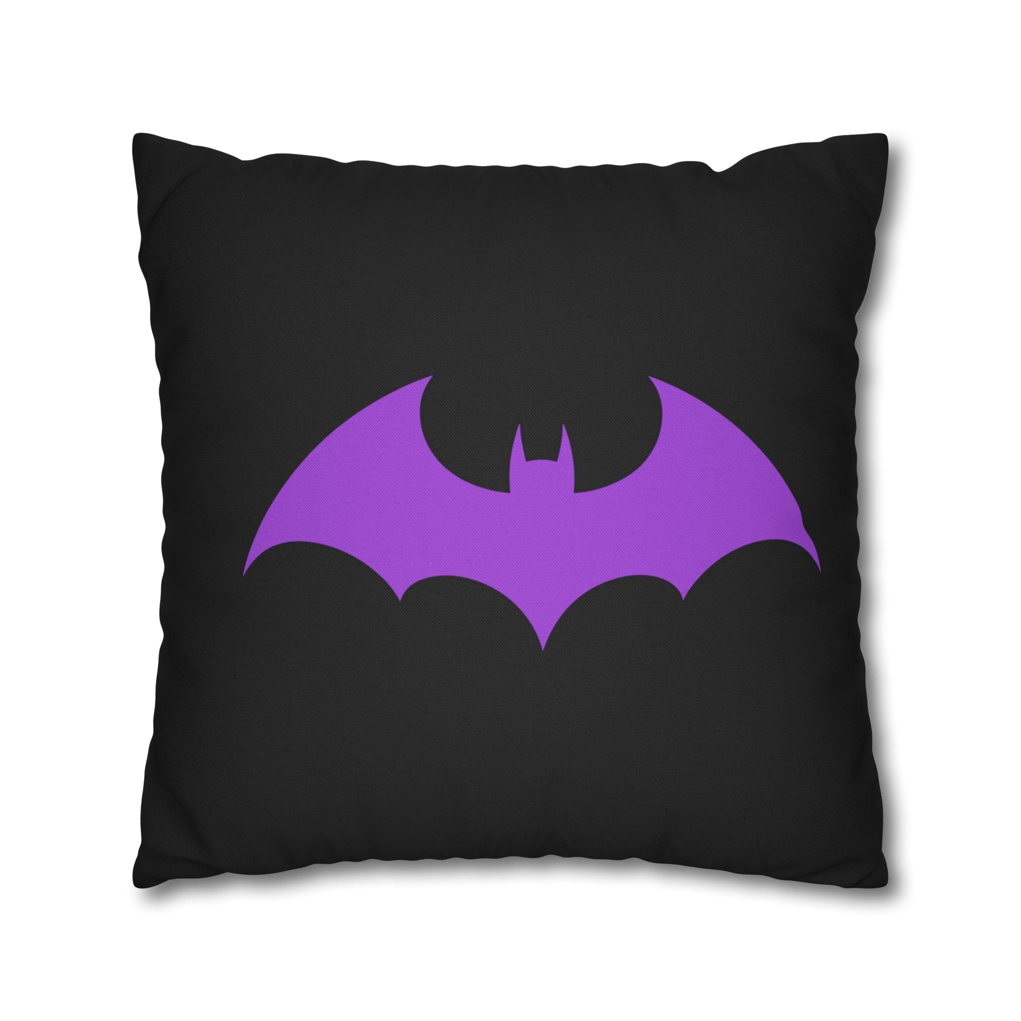 Purple Bat Silhouette Pillowcase — Gothic Decorative Throw Pillow Cover