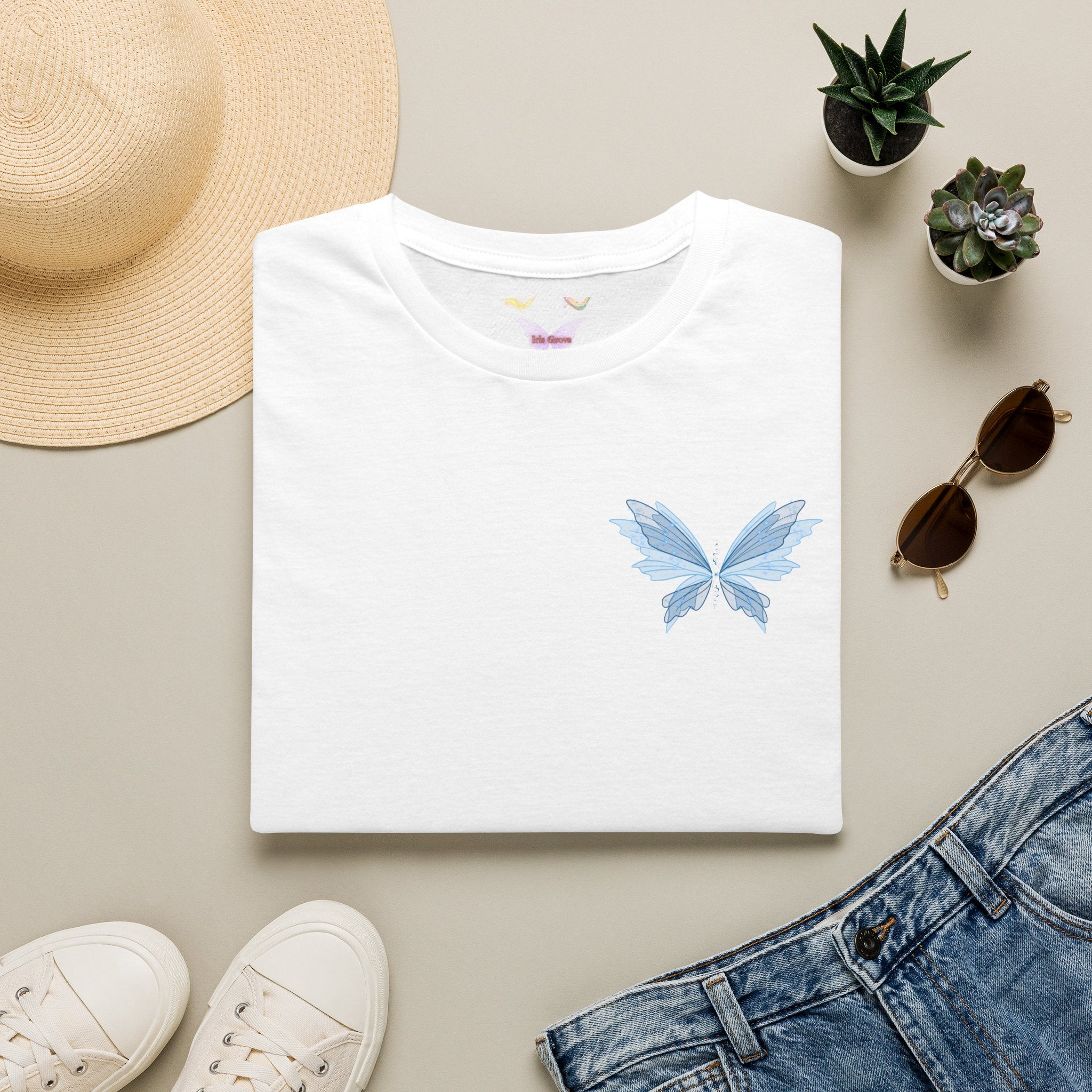 Blue Watercolor Butterfly T-Shirt
