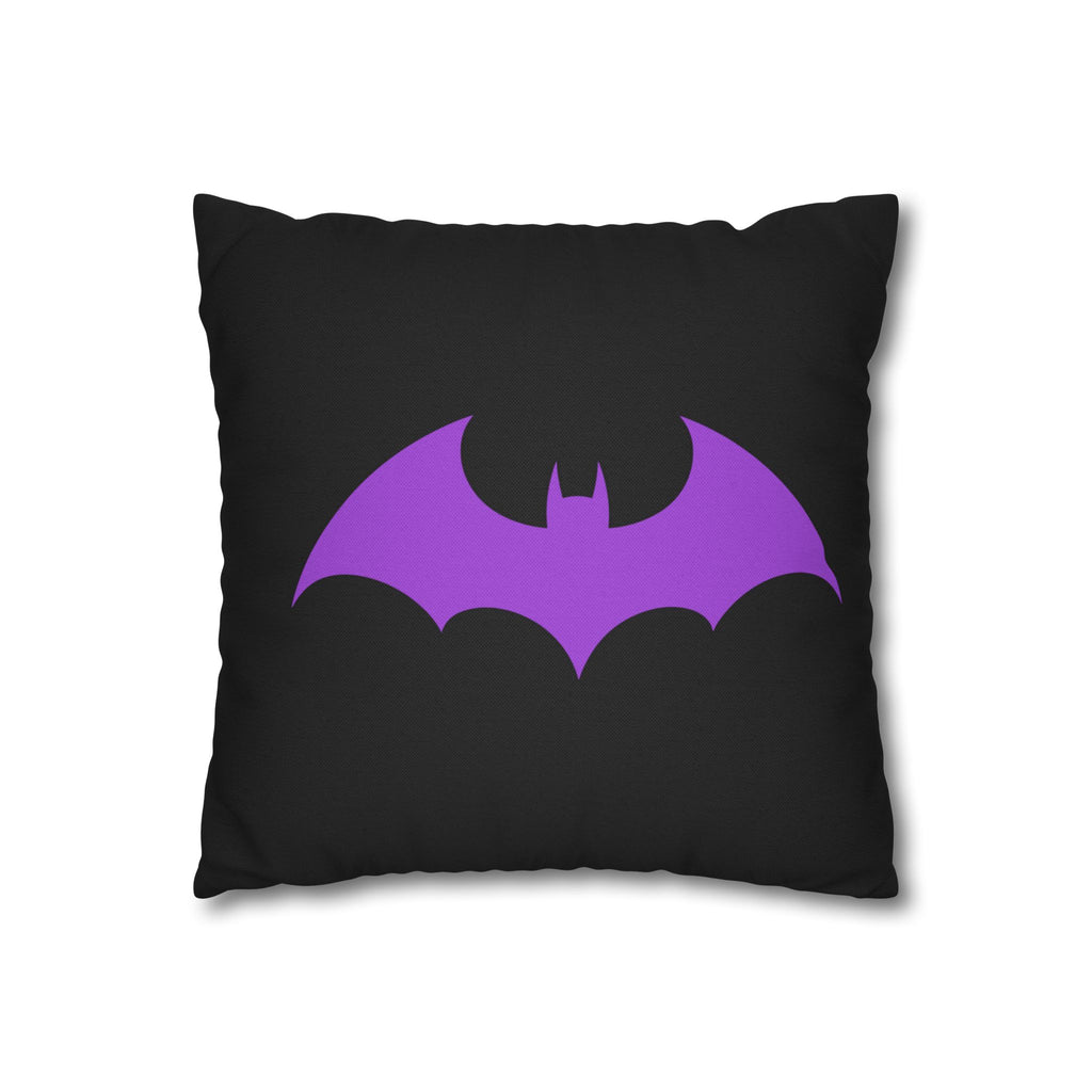 Purple Bat Silhouette Pillowcase — Gothic Decorative Throw Pillow Cover