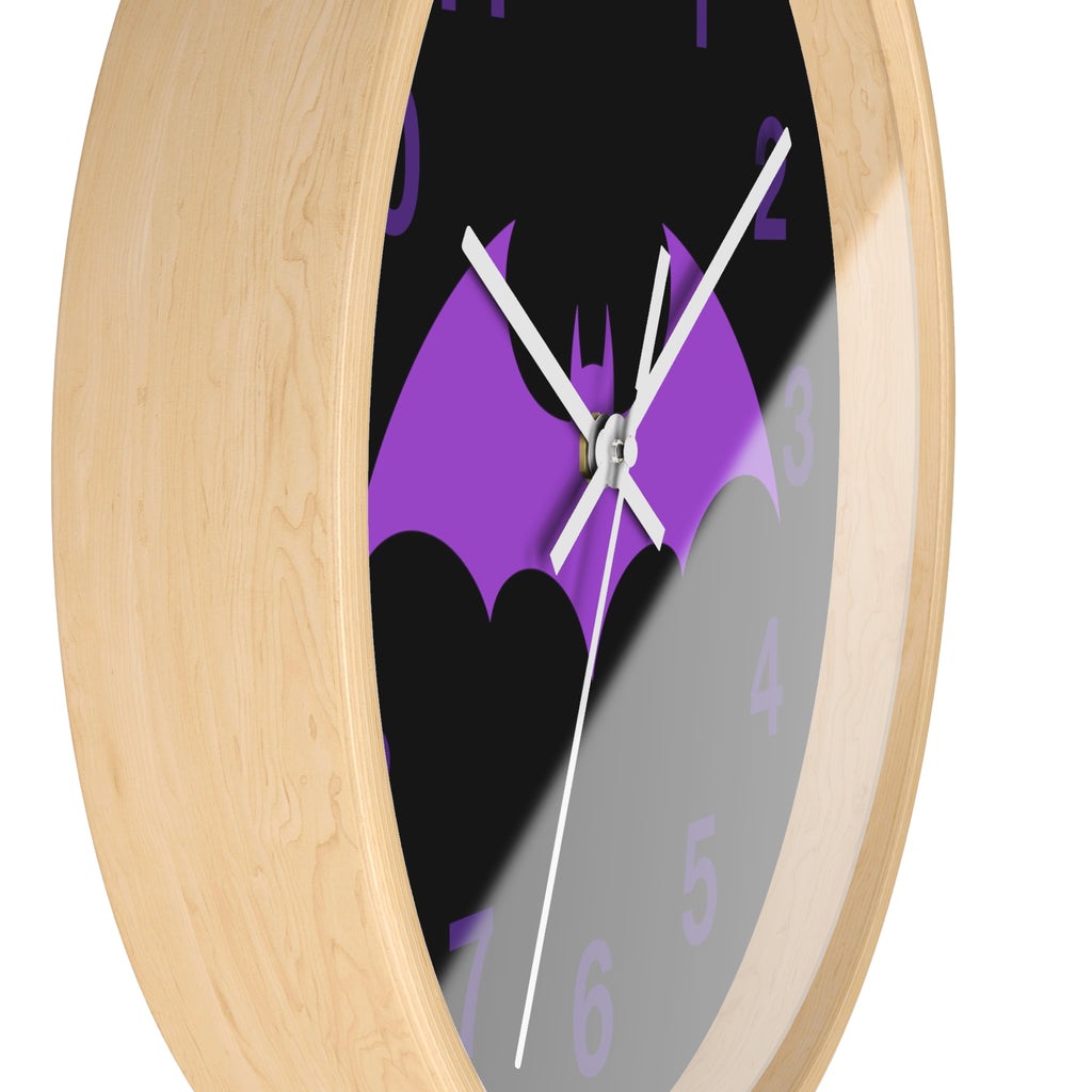 Purple Bat Wall Clock – Gothic Vampire Night Décor