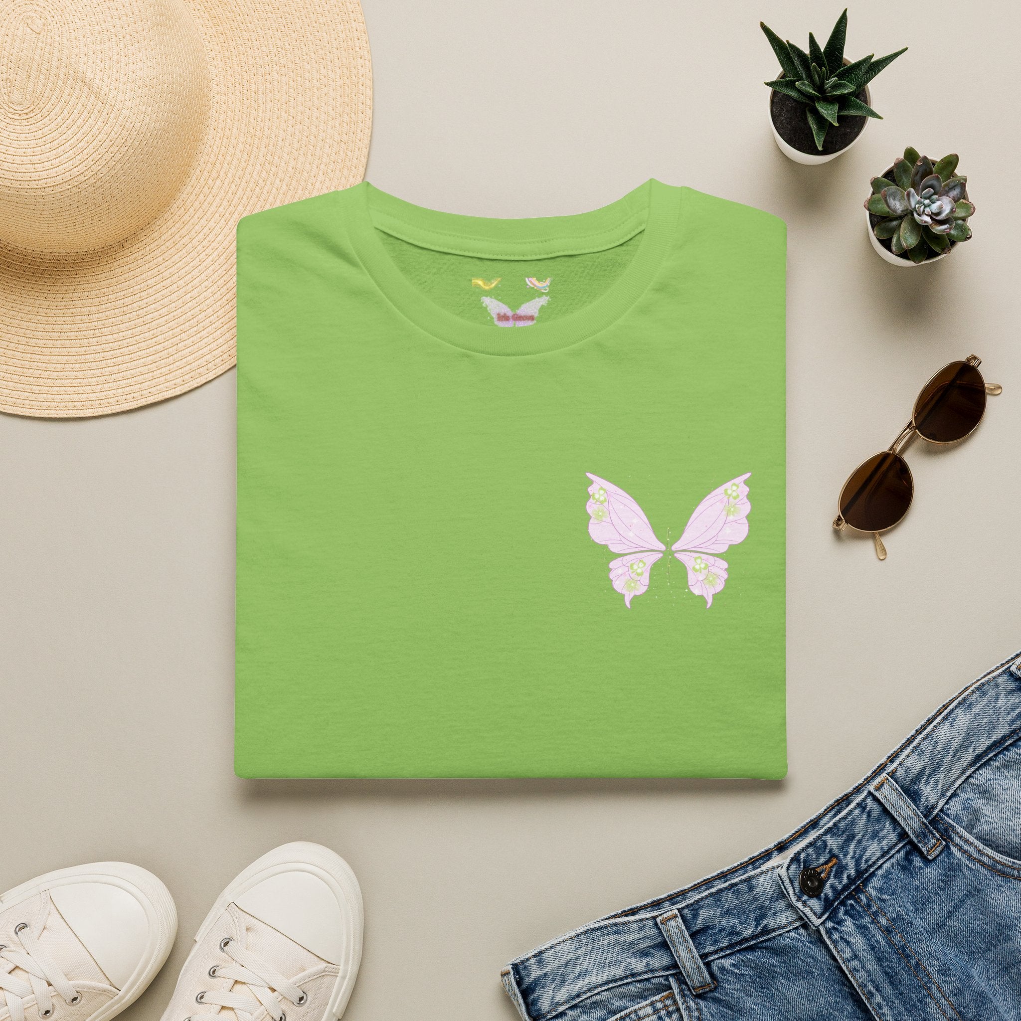 Pastel Butterfly Tee — Soft Pink Minimalist Butterfly T‑Shirt