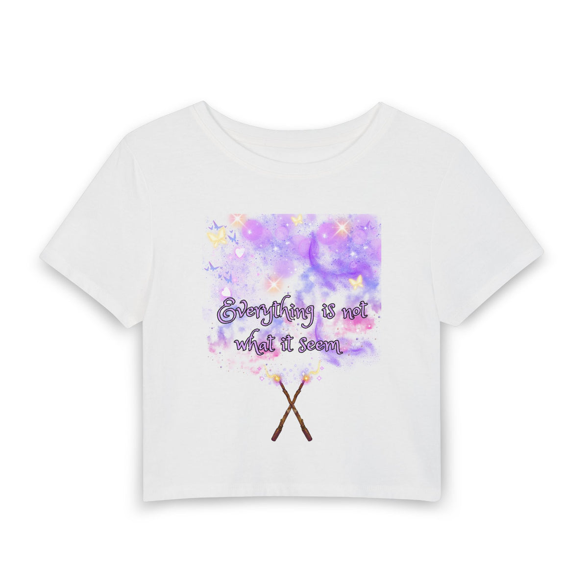 Mystical Pastel Dream Crop Tee — "Everything is not where it seems"
