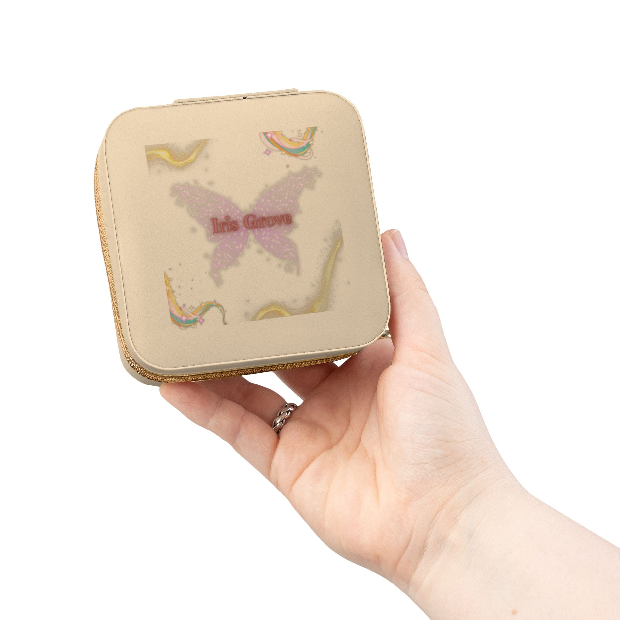 Pink Butterfly Jewelry Travel Case — Compact Travel Jewelry Organizer